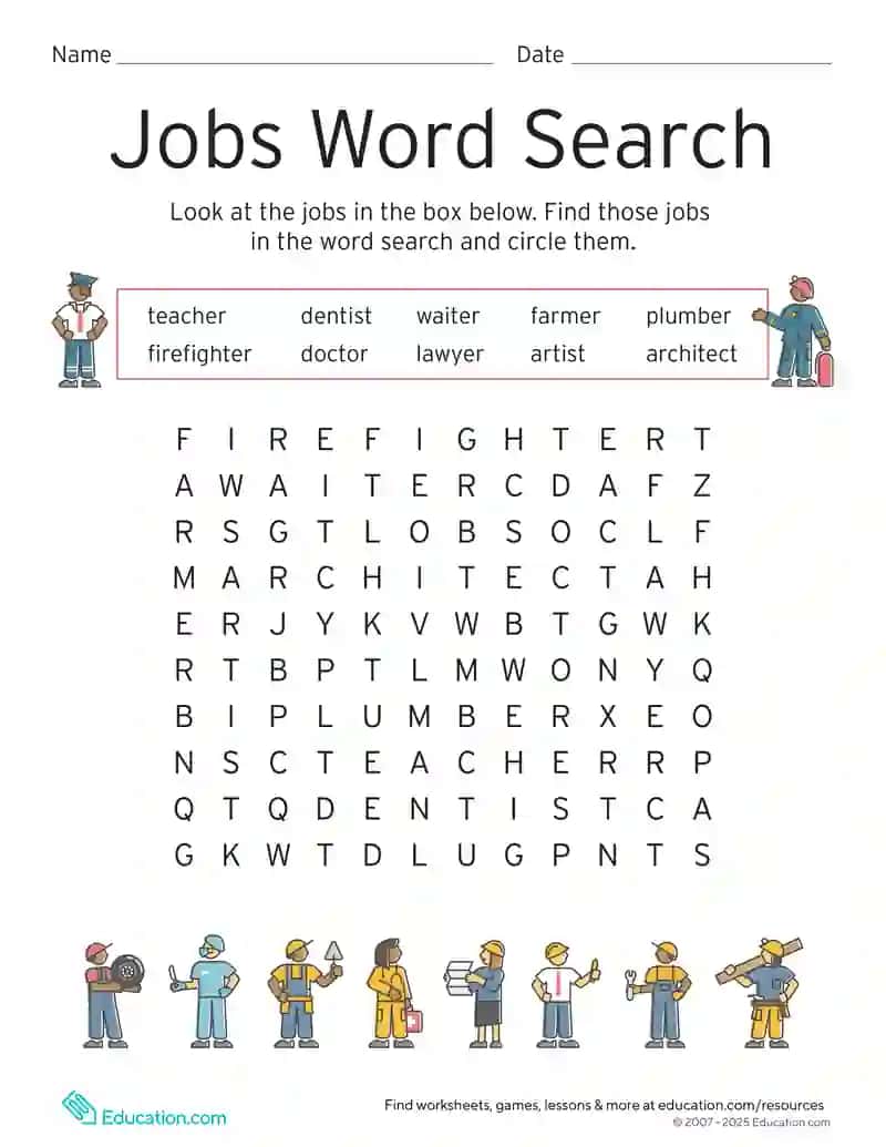 Jobs Word Search