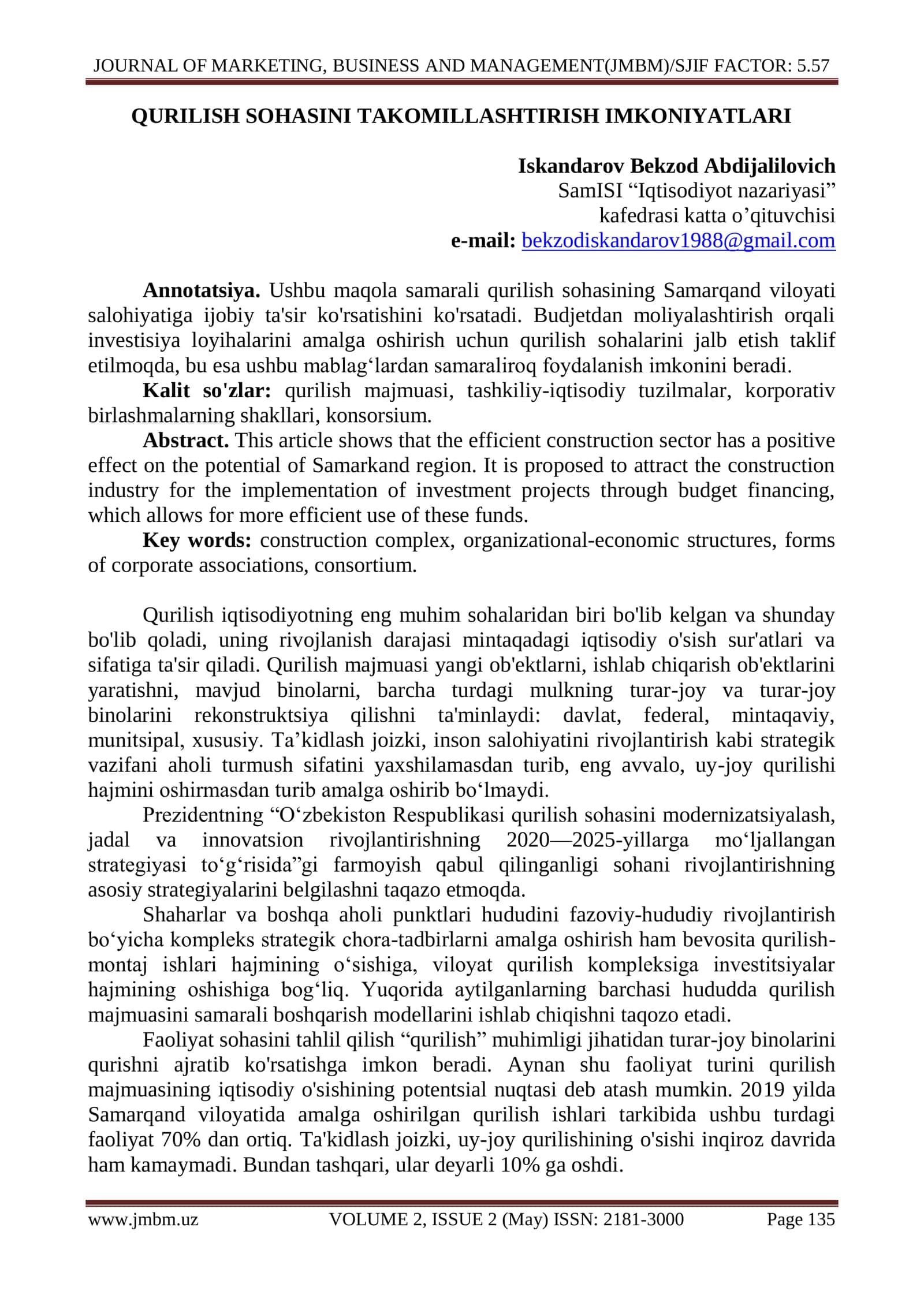 QURILISH SOHASINI TAKOMILLASHTIRISH IMKONIYATLARI 1