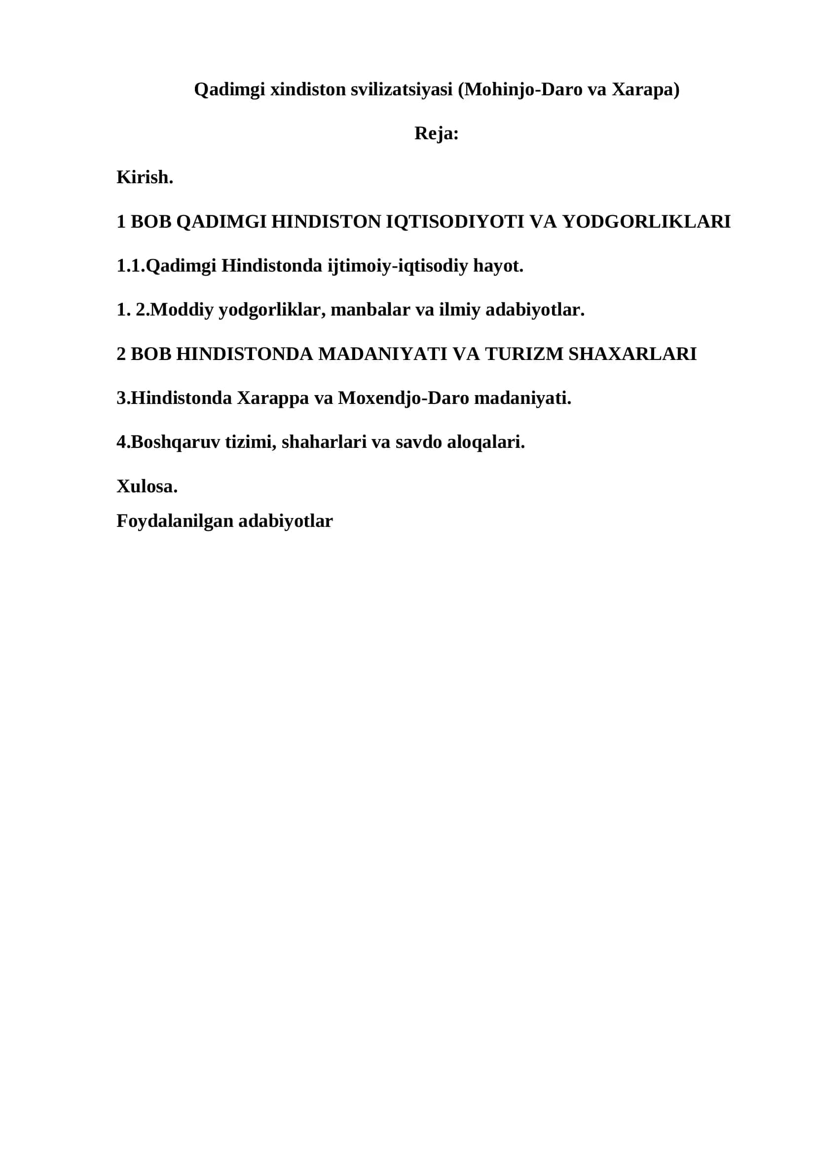 Qadimgi Hindiston Iqtisodiyoti va Yodgorliklari 1