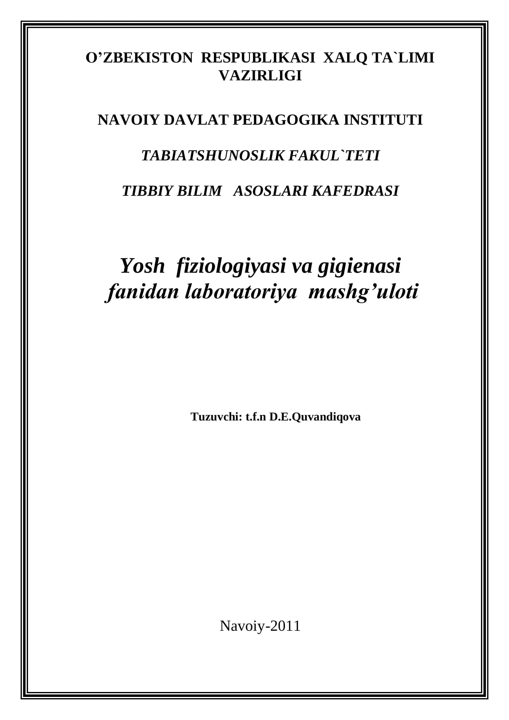Ko’rish o’tkirligi va ko’rish maydonini aniqlash 1