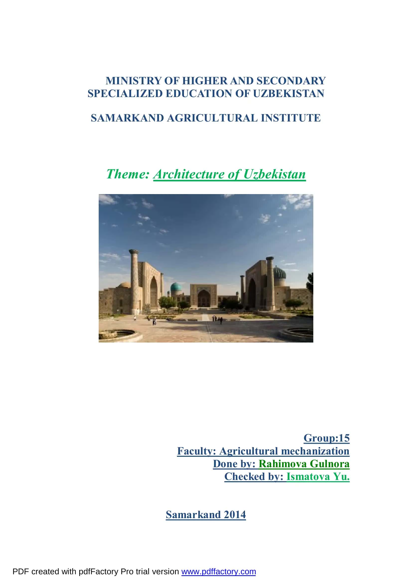 Architecture of Uzbekistan 1