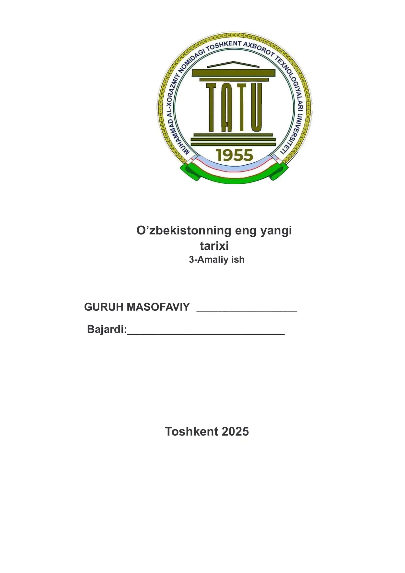 O’zbekistonning eng yangi tarixi 1