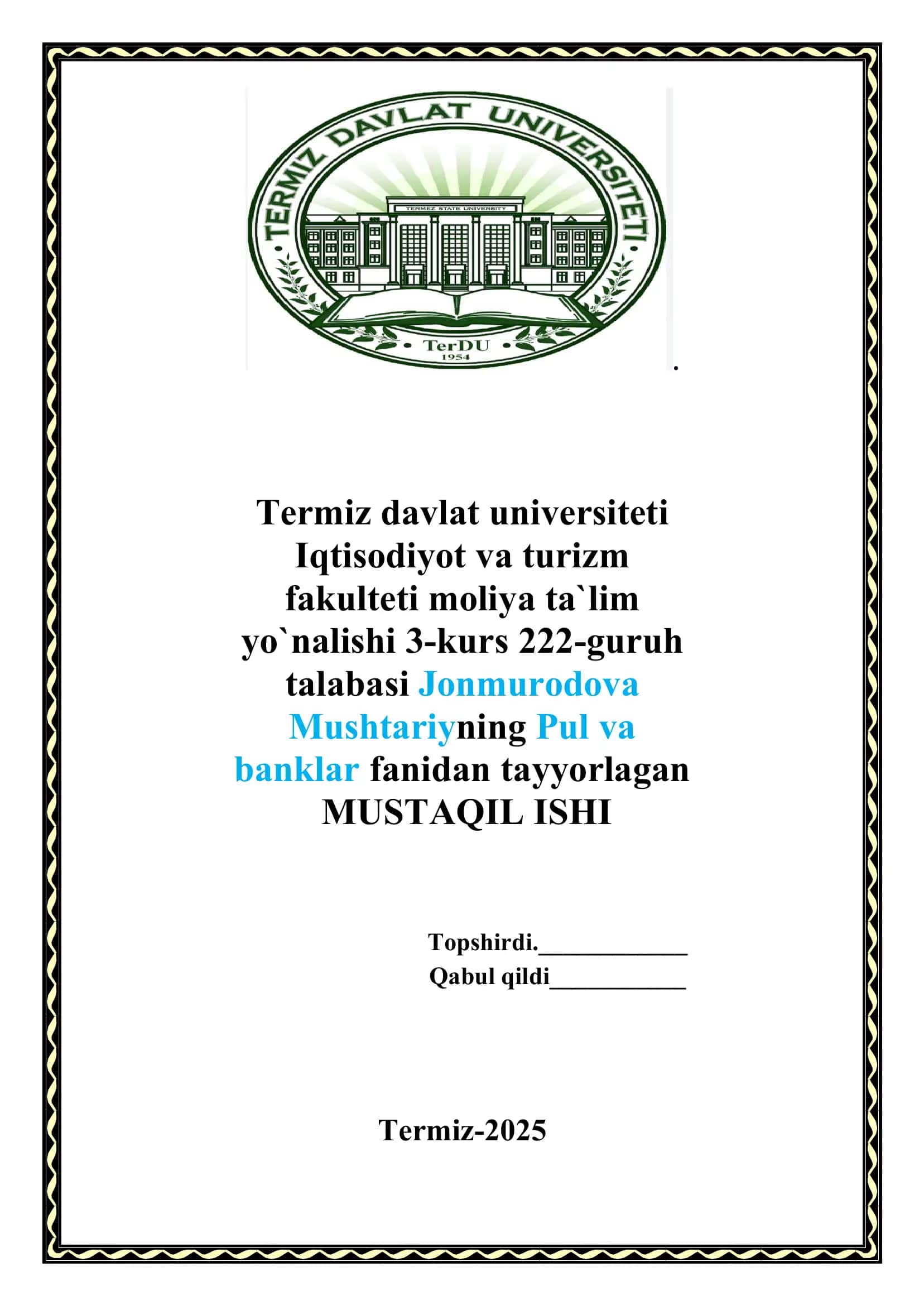 Tijorat banklarining kredit operatsiyalari 1
