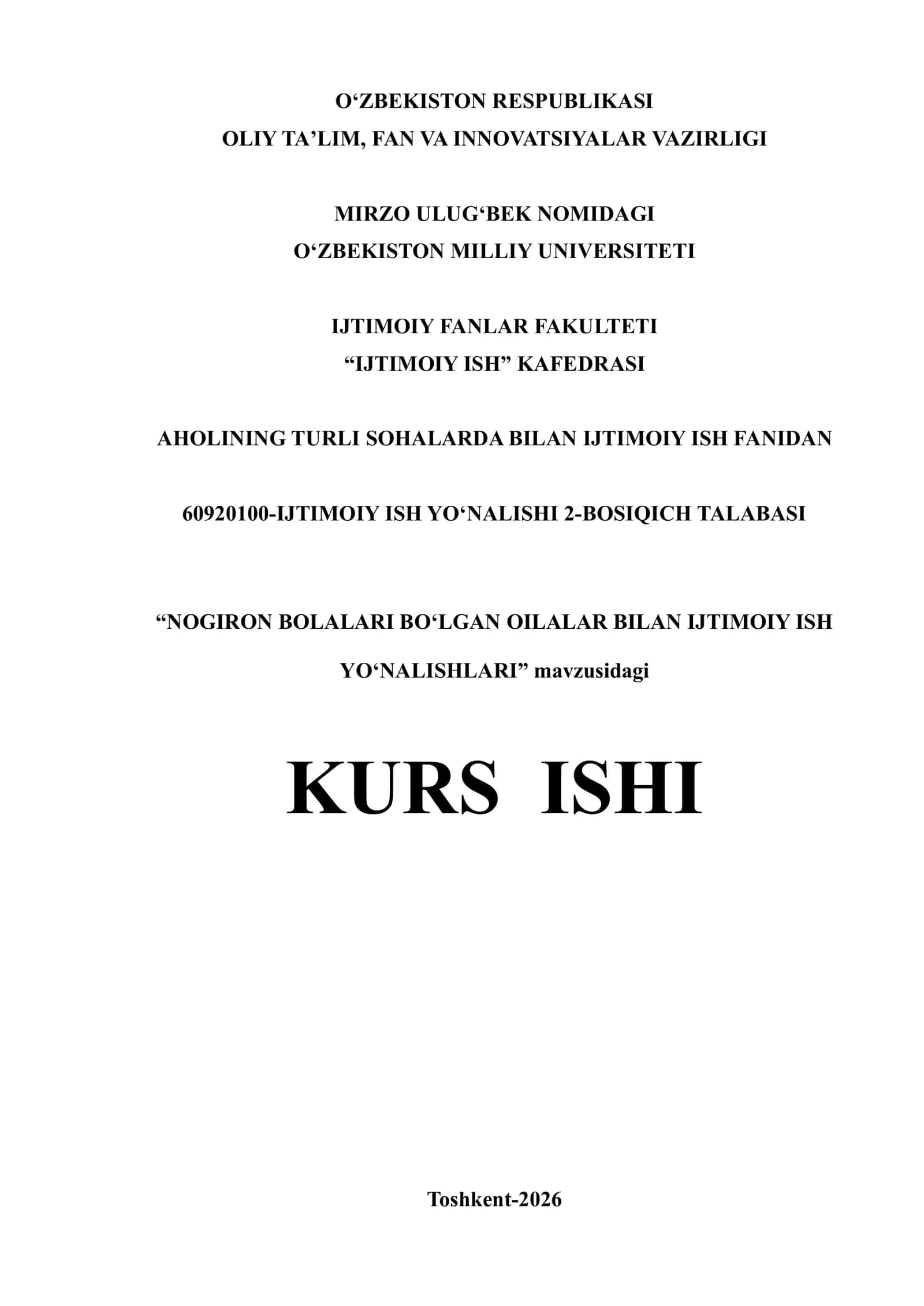 NOGIRON BOLALARI BOʻLGAN OILALAR BILAN IJTIMOIY ISH YOʻNALISHLARI 1