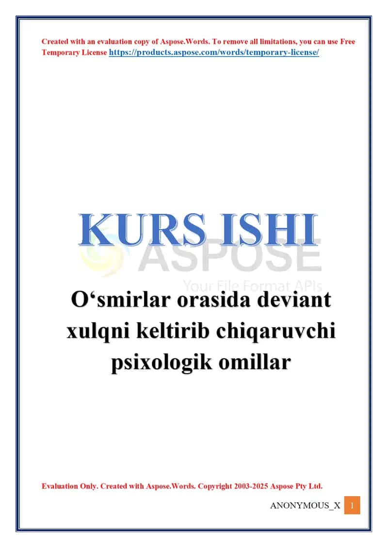 Deviant xulqni keltirib chiqaruvchi psixologik omillar 1