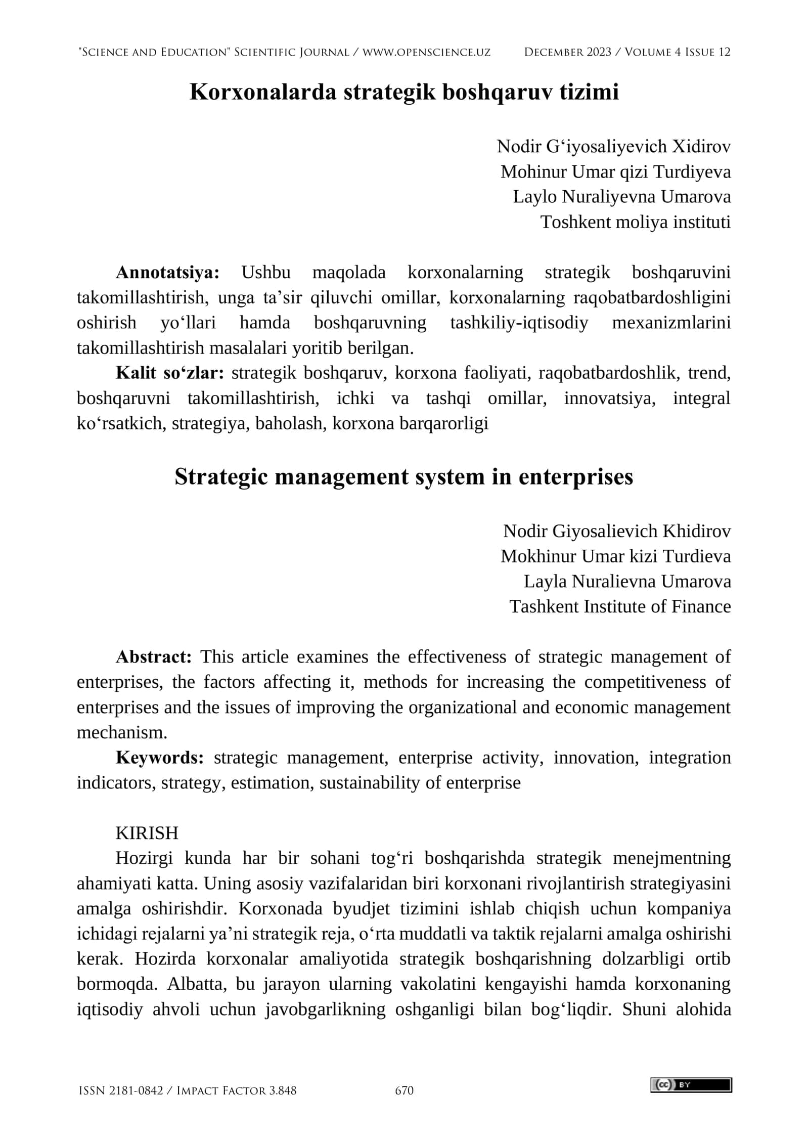 Korxonalarda strategik boshqaruv tizimi 1