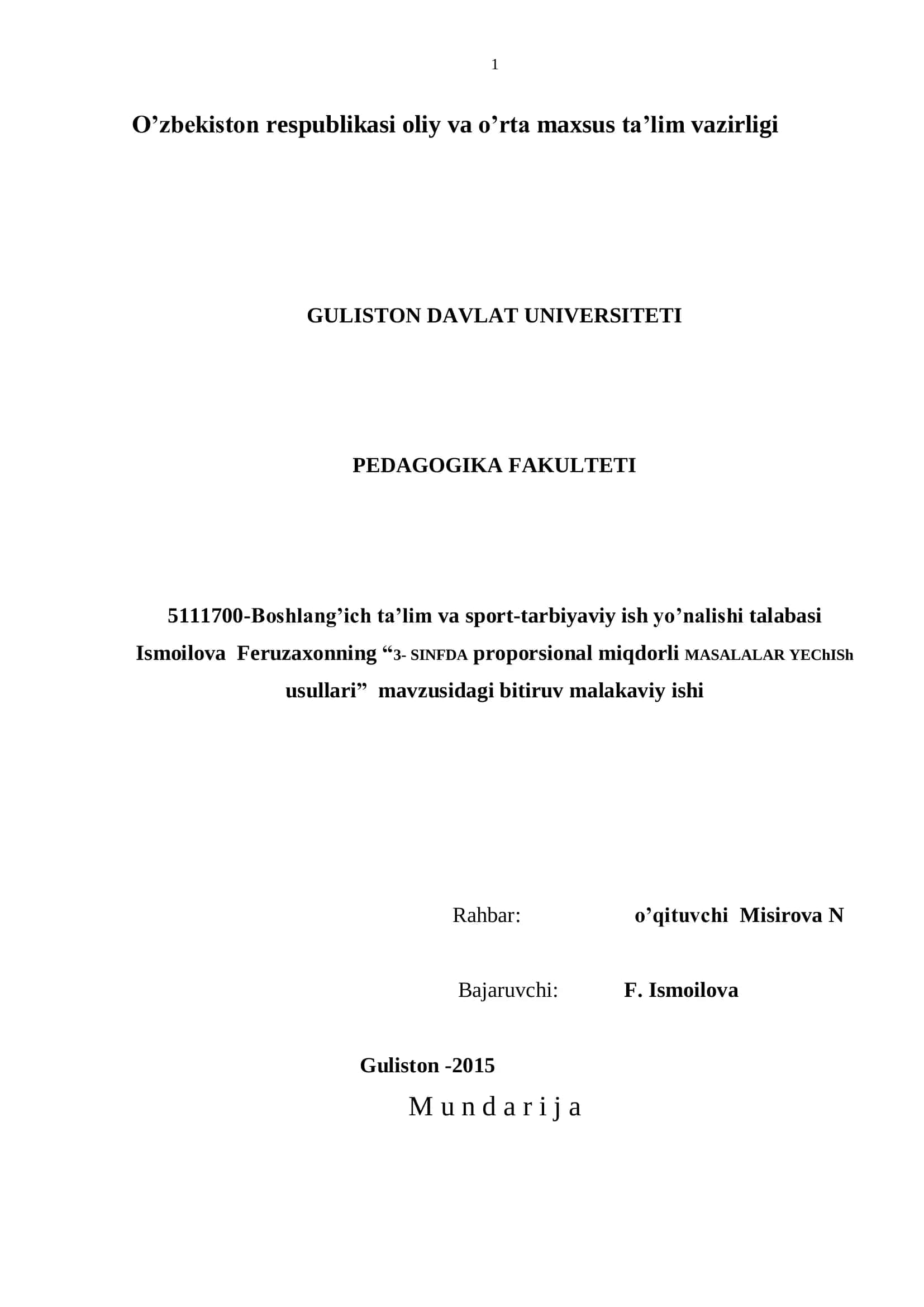 3- SINFDA proporsional miqdorli MASALALAR YEChISh usullari 1