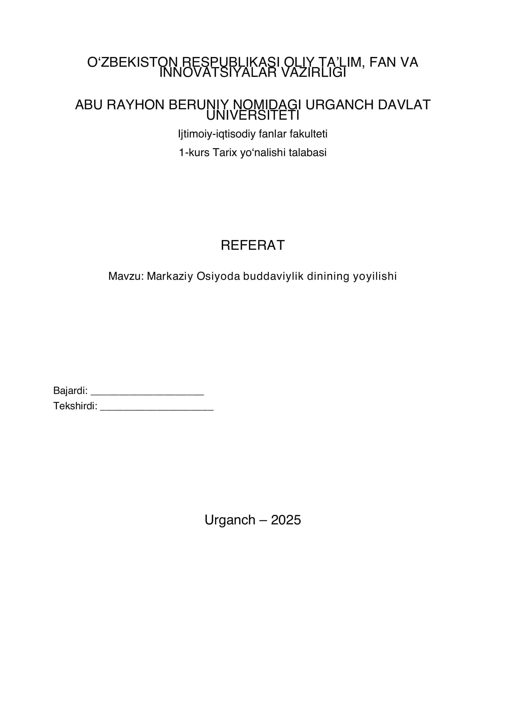 Markaziy Osiyoda buddaviylik dining yoyilishi 1