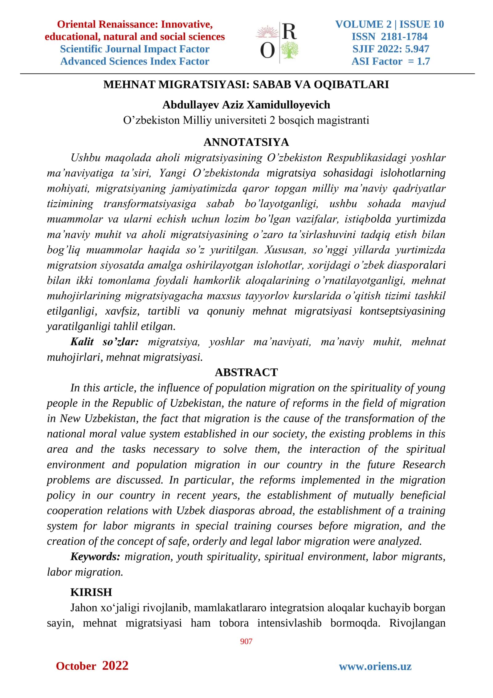 MEHNAT MIGRATSIYASI: SABAB VA OQIBATLARI 1