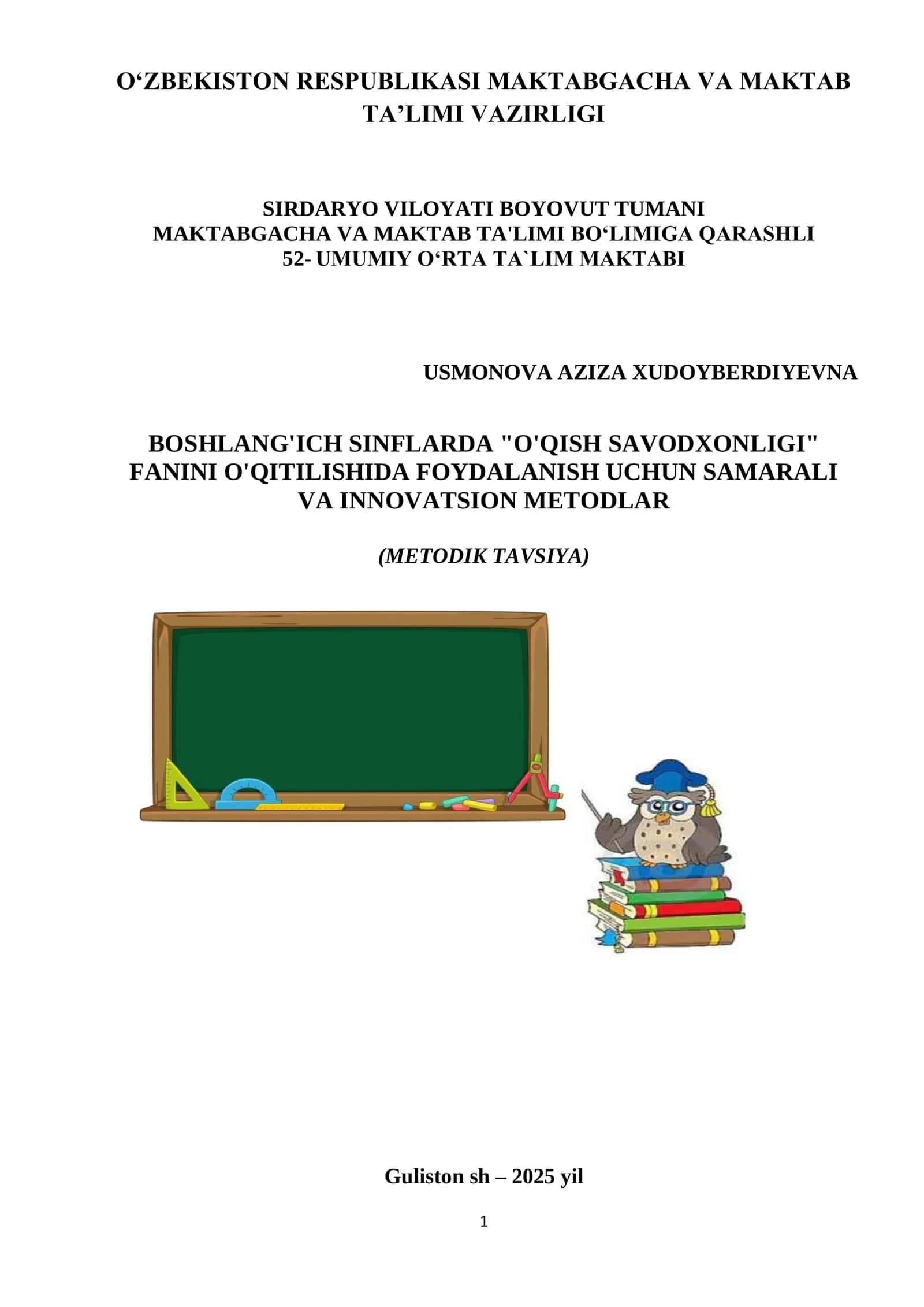 Metodik tafsiya ishi 1