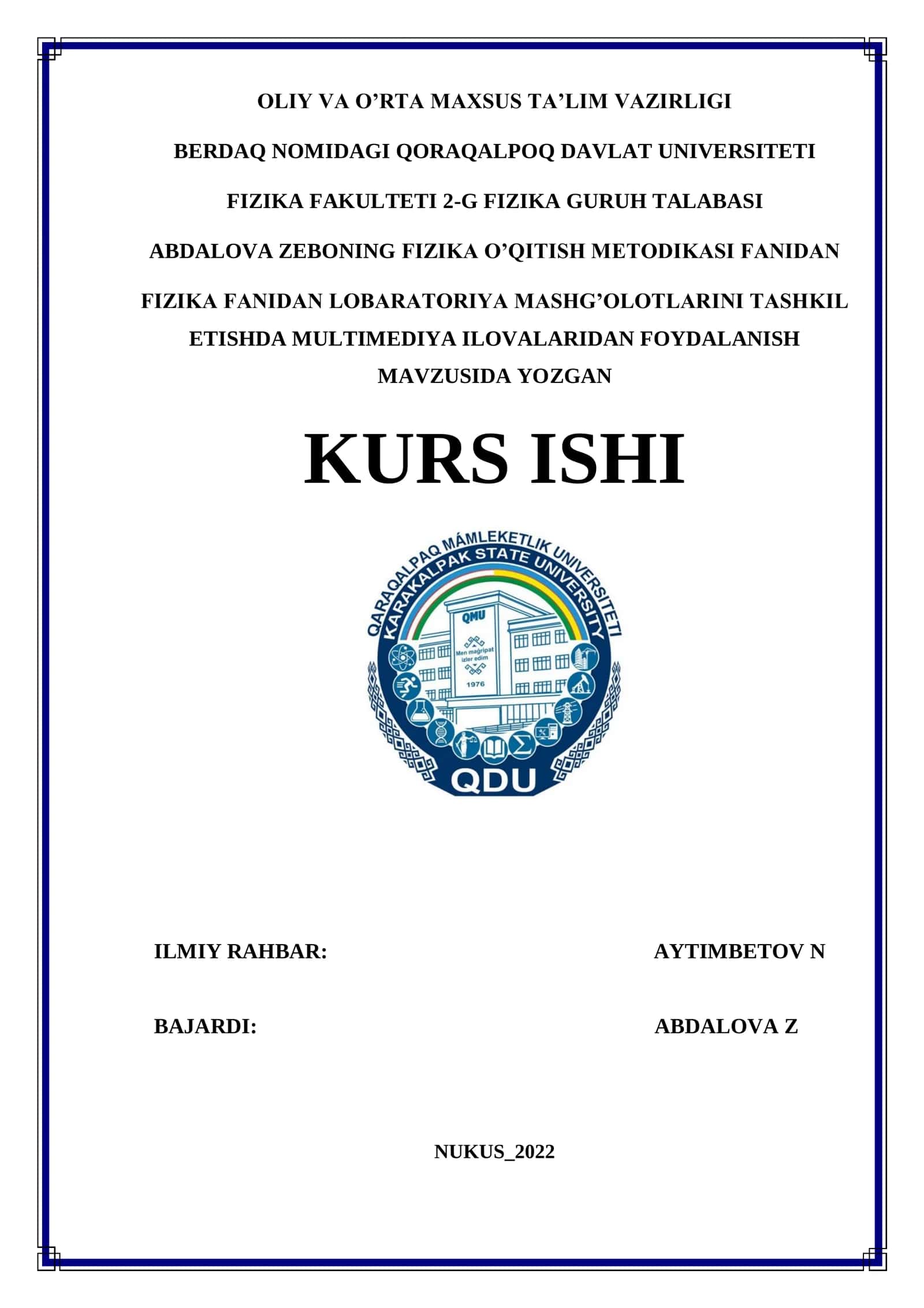 FIZIKA FANIDAN LOBARATORIYA MASHG’OLOTLARINI TASHKIL ETISHDA MULTIMEDIYA ILOVALARIDAN FOYDALANISH 1