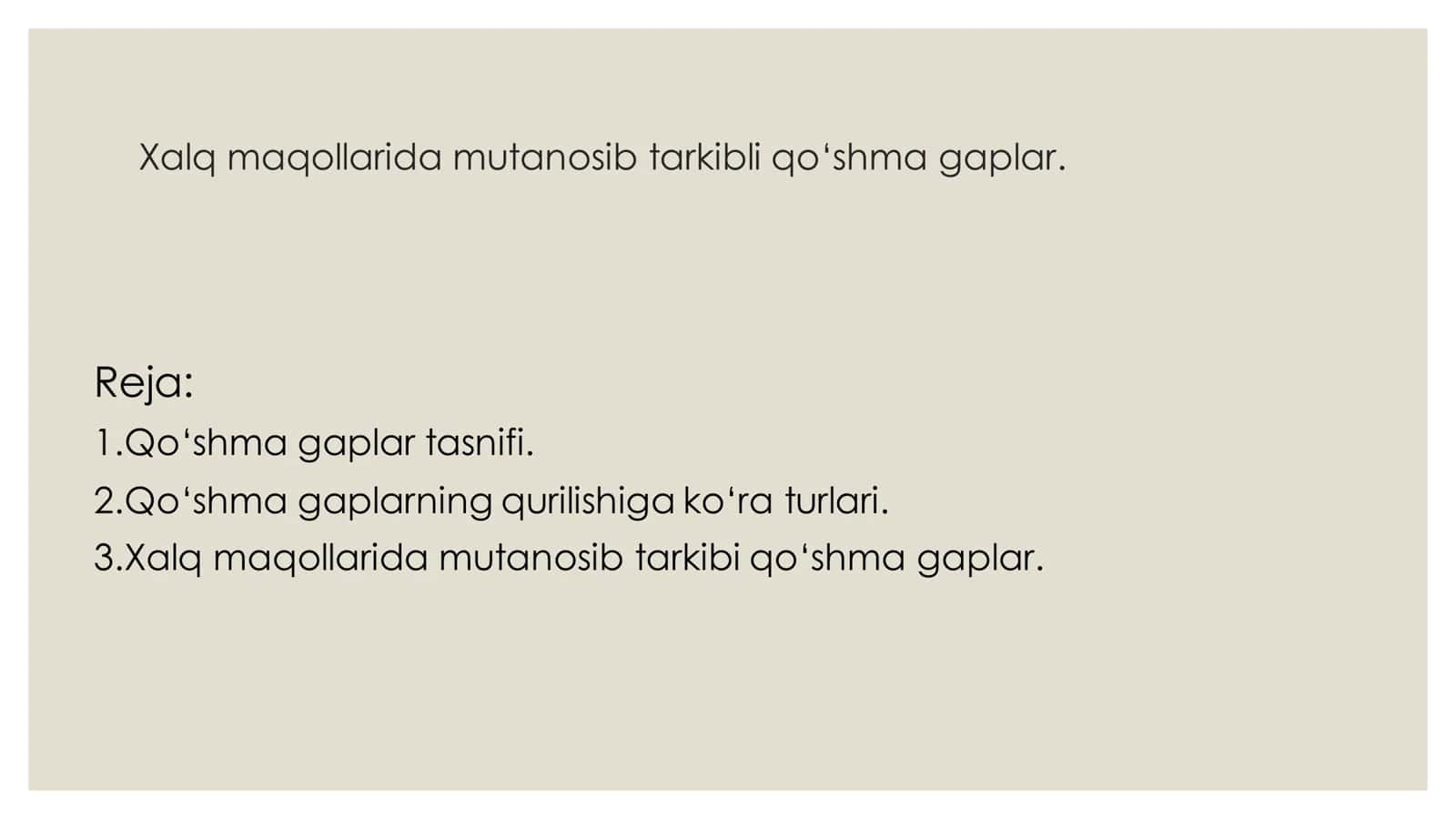 Xalq maqollarida mutanosib tarkibli qo‘shma gaplar. 1