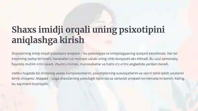 Psixotip va Imidjologiya