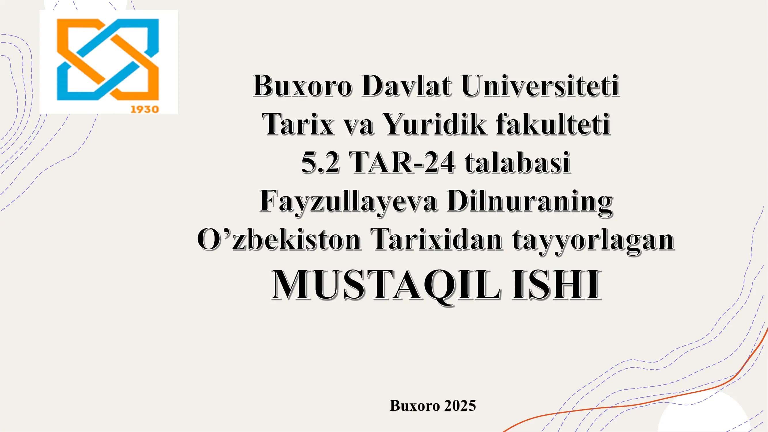 Buxoro xonligida yer egaligi va soliq tizimi ( Ashtarxoniylar misolida) 1