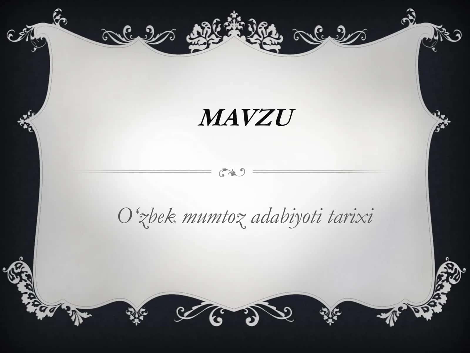 O‘zbek mumtoz adabiyoti tarixi 1
