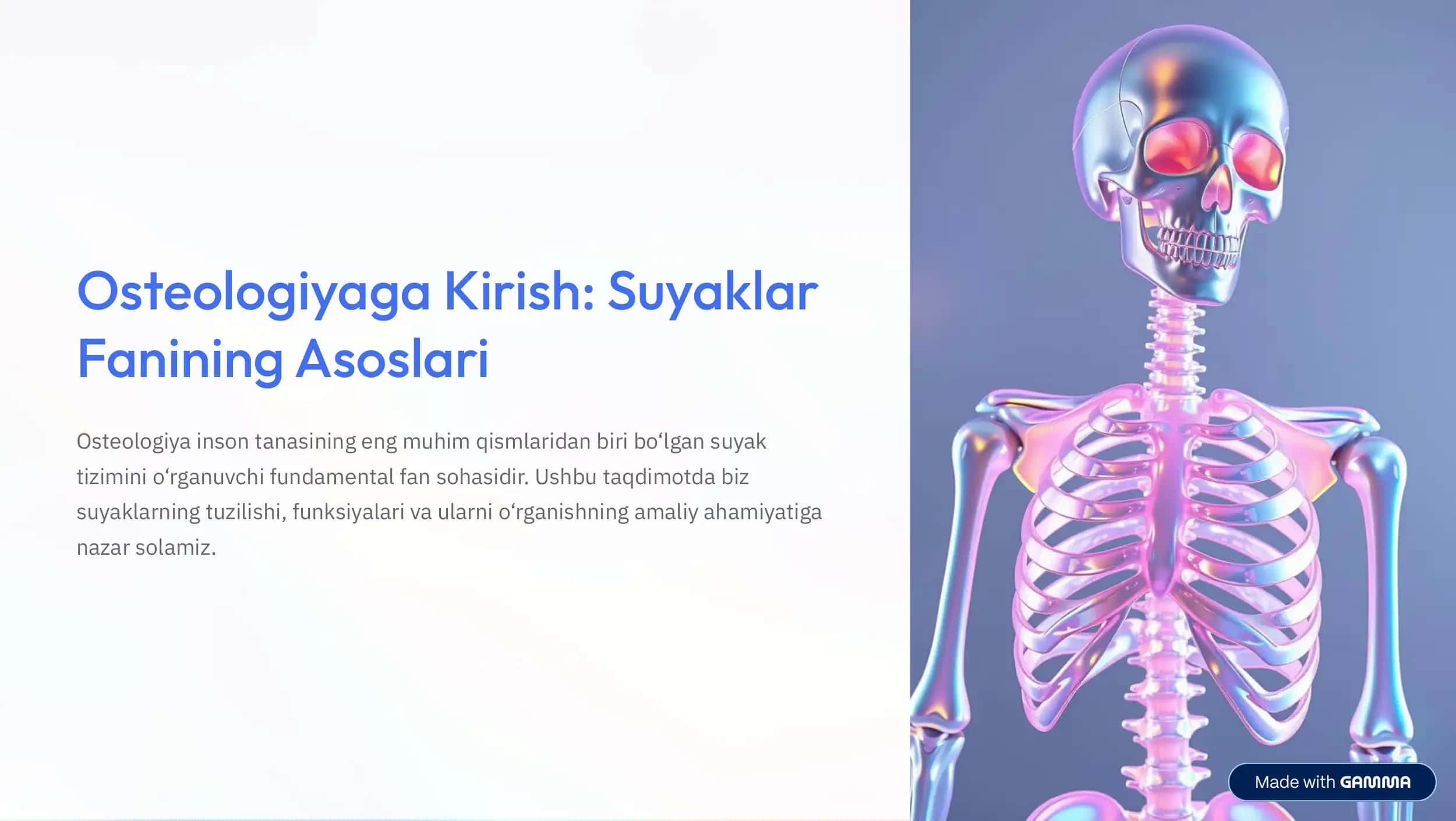 Osteologiyaga Kirish: Suyaklar 1