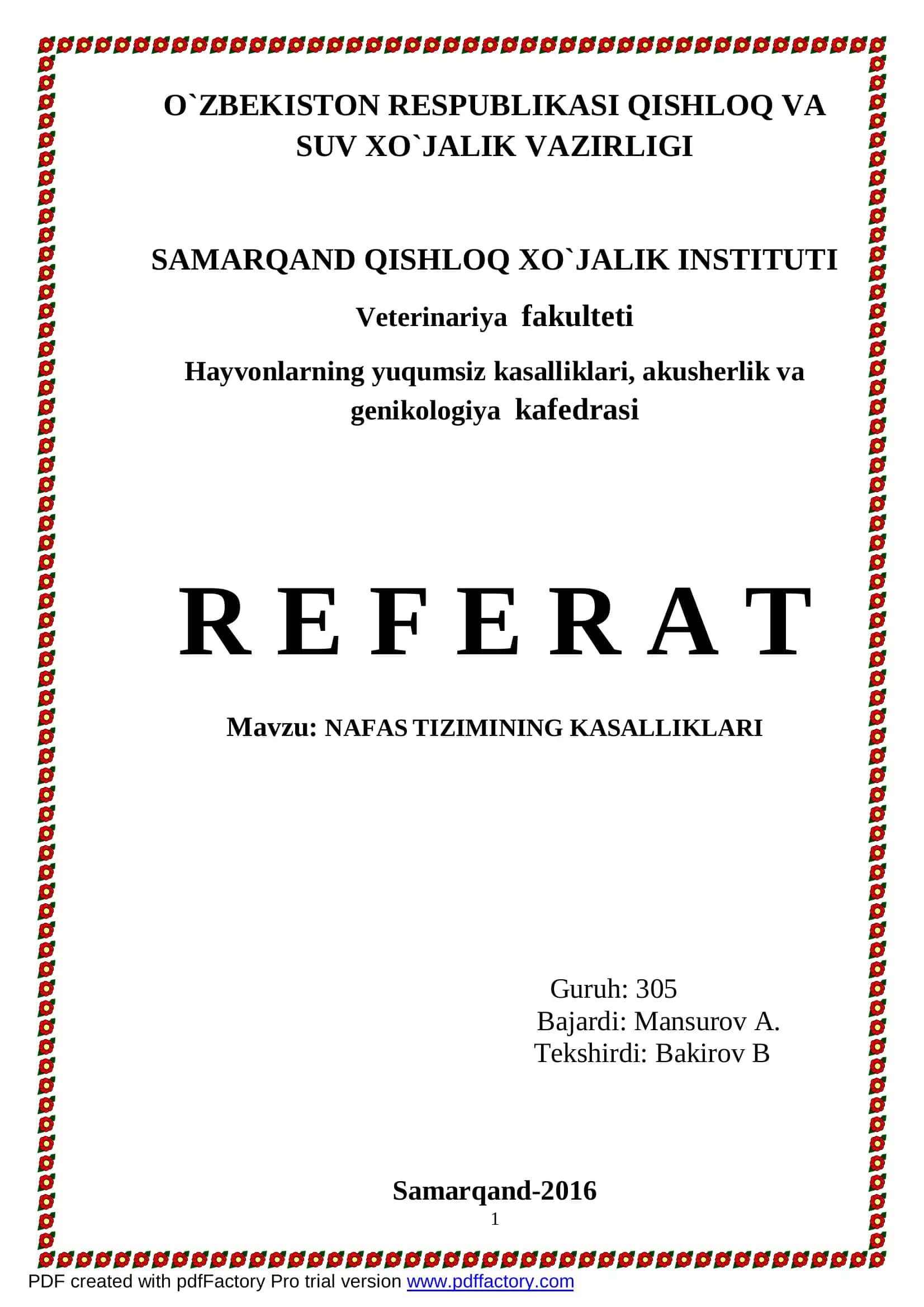 NAFAS TIZIMINING KASALLIKLARI 1