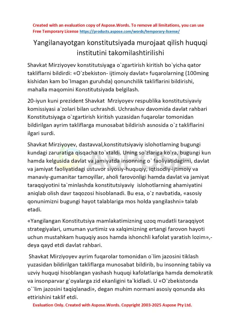 Yangilanayotgan konstitutsiyada murojaat qilish huquqi institutini takomillashtirilishi 1