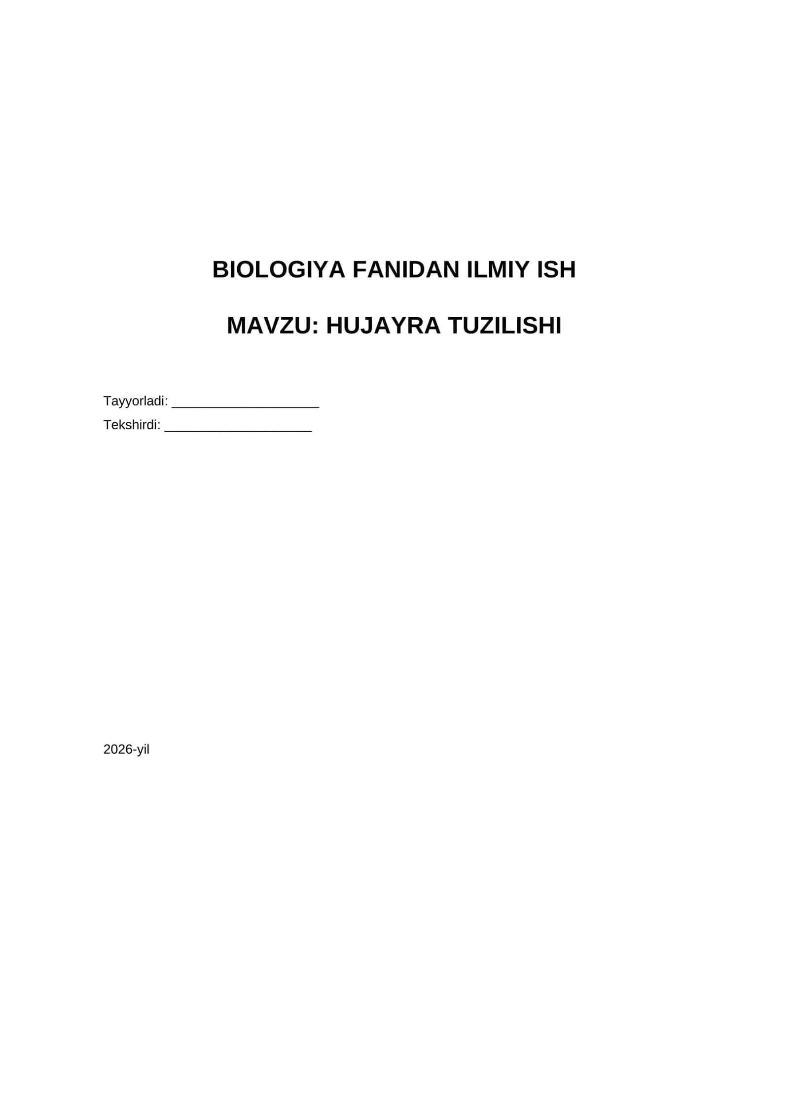 BIOLOGIYA FANIDAN ILMIY ISH 1