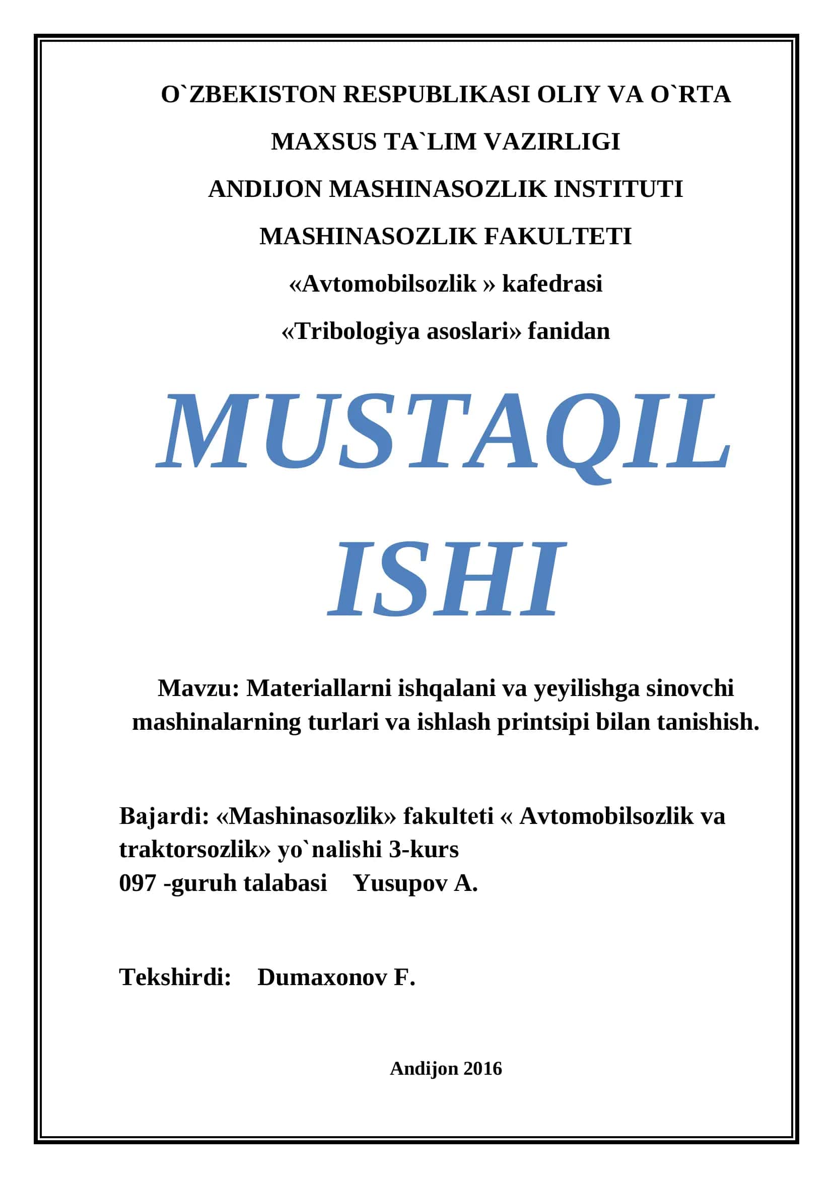 Materiallarni ishqalani va yeyilishga sinovchi mashinalarning turlari va ishlash printsipi bilan tanishish 1