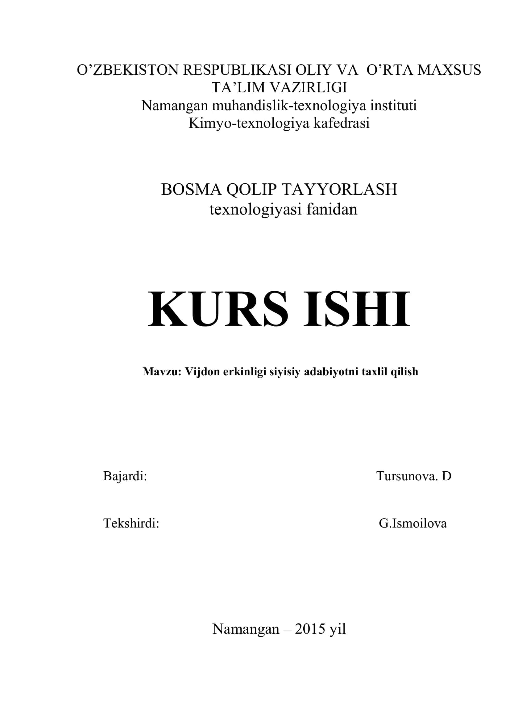 BOSMA QOLIP TAYYORLASH texnologiyasi fanidan 1