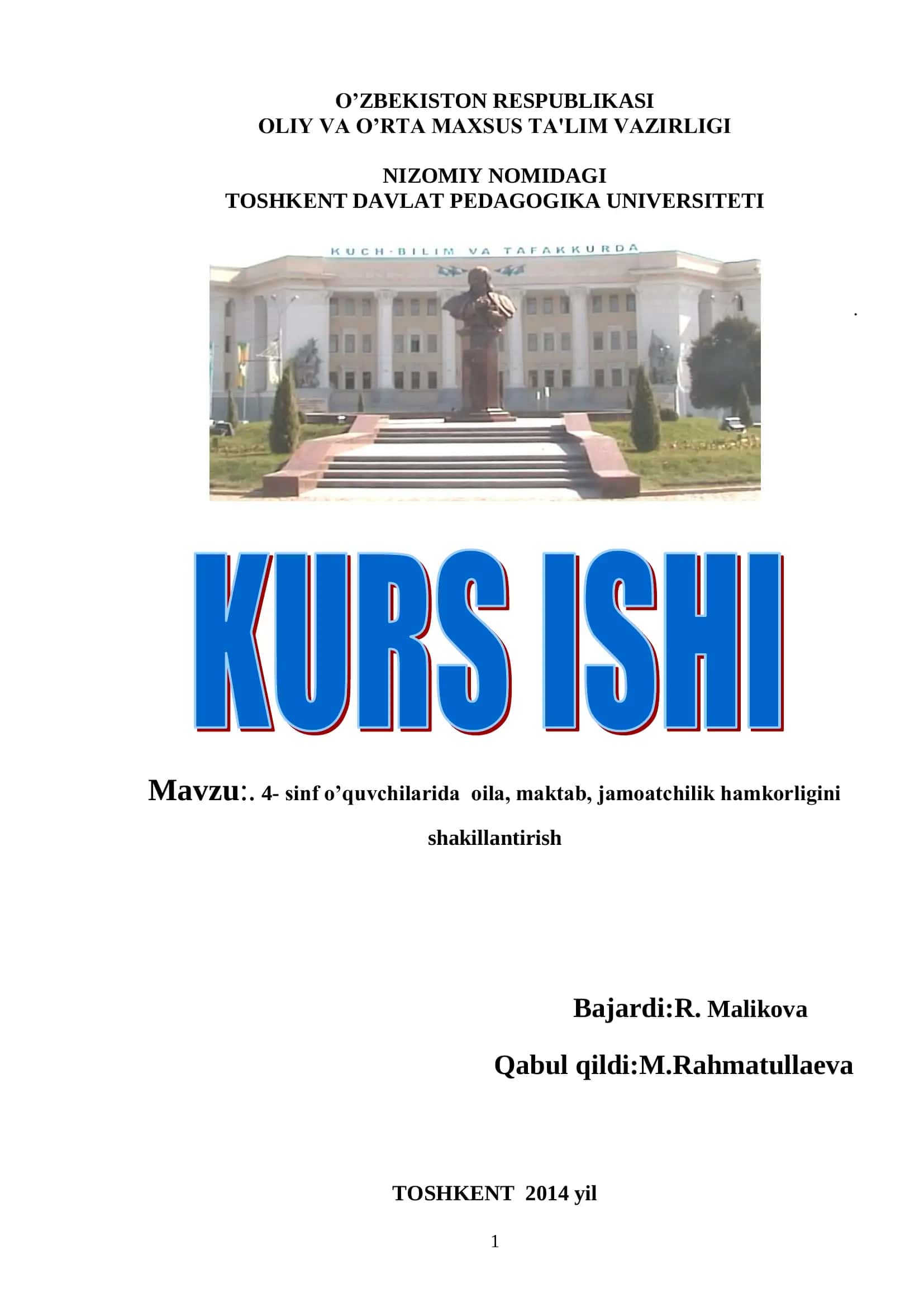 4-sinf o’quvchilarida oila, maktab, jamoatchilik hamkorligini shakillantirish 1