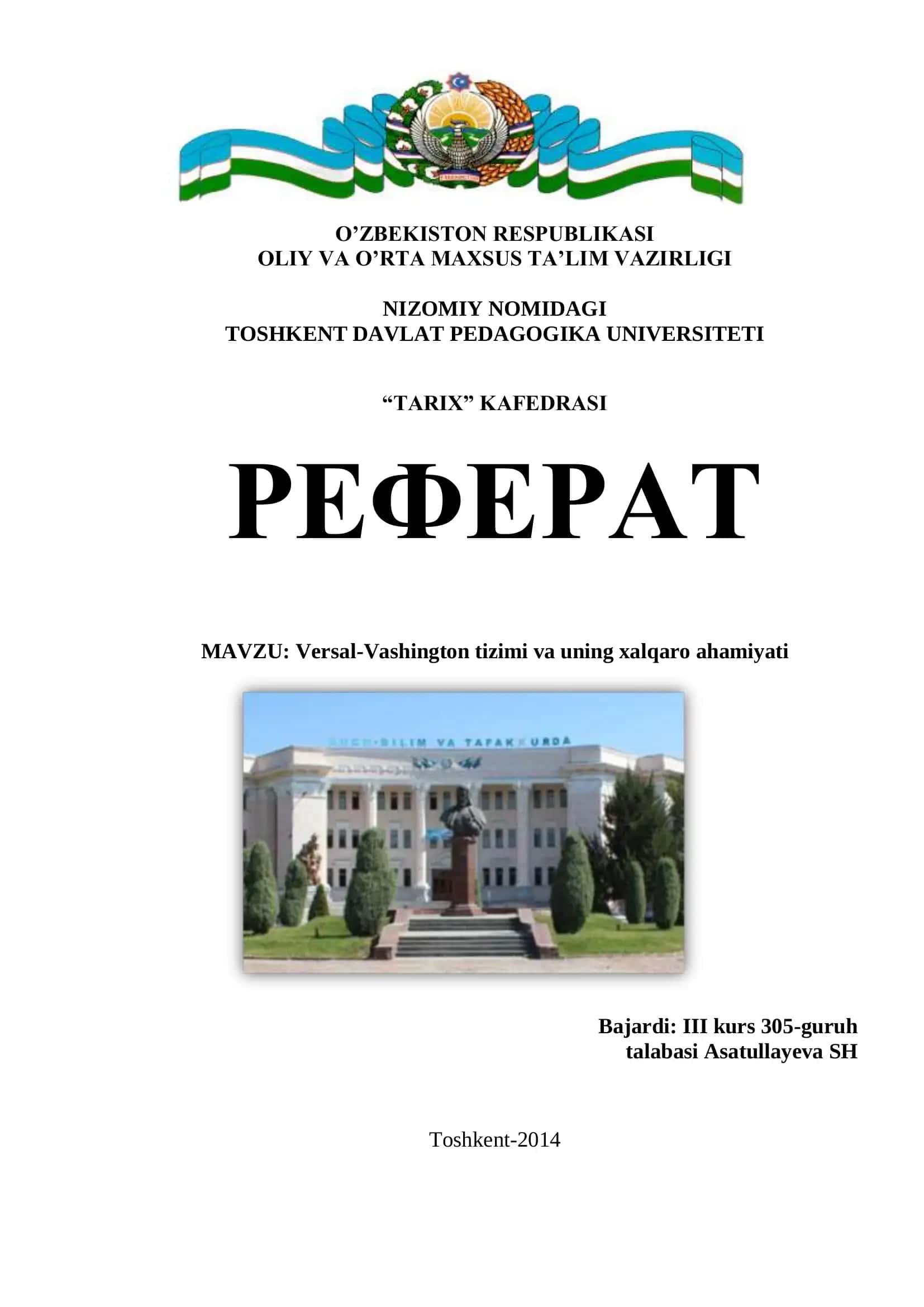 Versal-Vashington tizimi va uning xalqaro ahamiyati 1