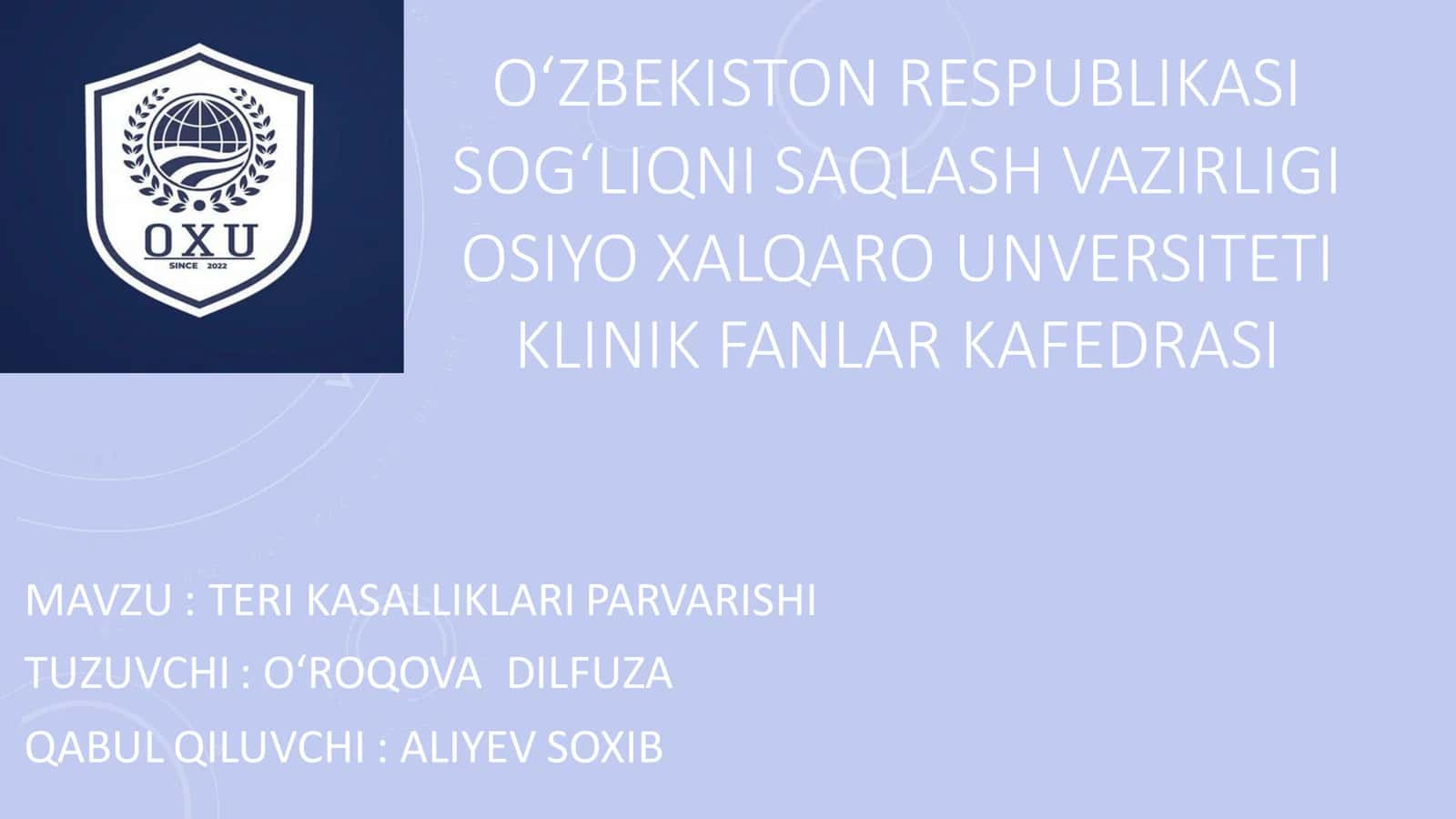 Teri kasalliklari parvarishi 1