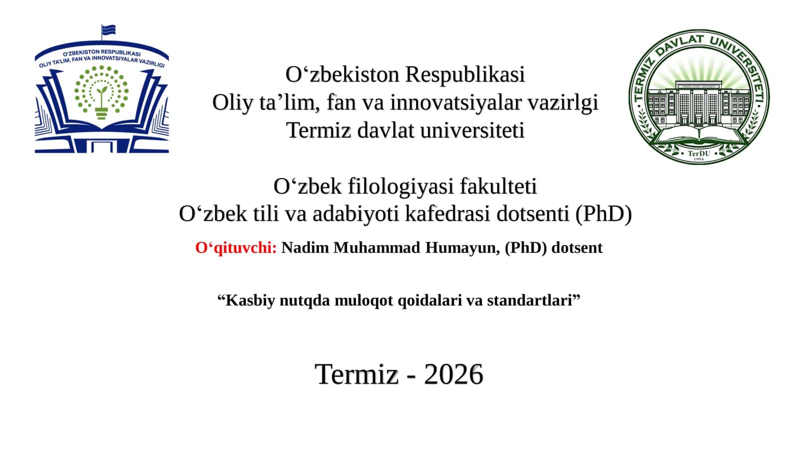 Kasbiy nutqda muloqot qoidalari va standartlari 1