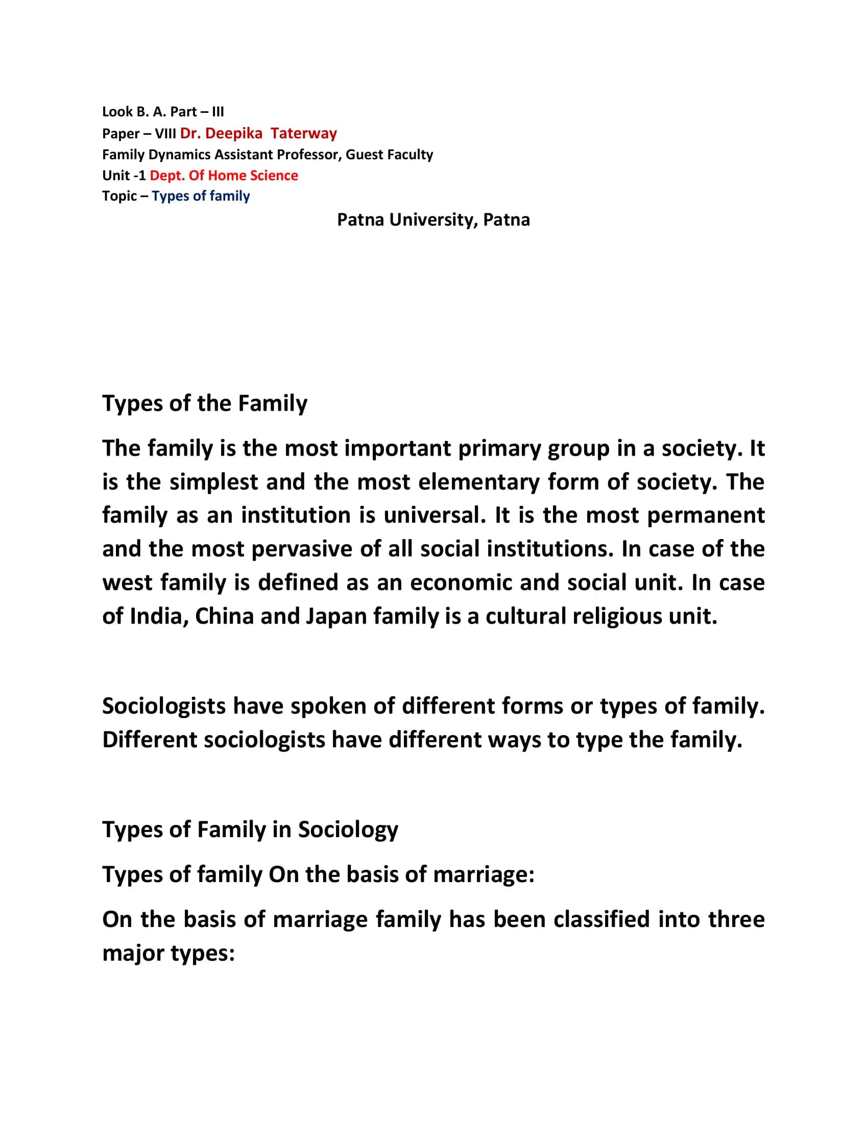 Types of family presentation 1