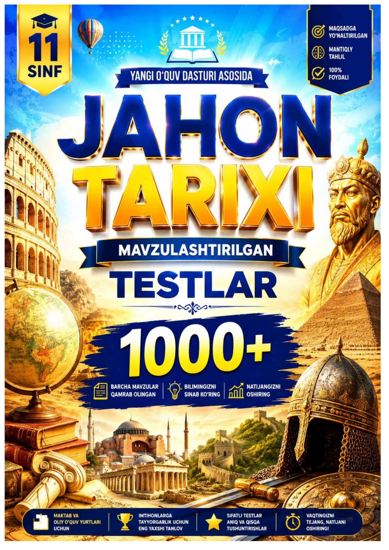 11-SINF JAHON TARIXI MAVZULASHTIRILGAN TEST SAVOLLARI (1037 TA) 2026 YIL 1