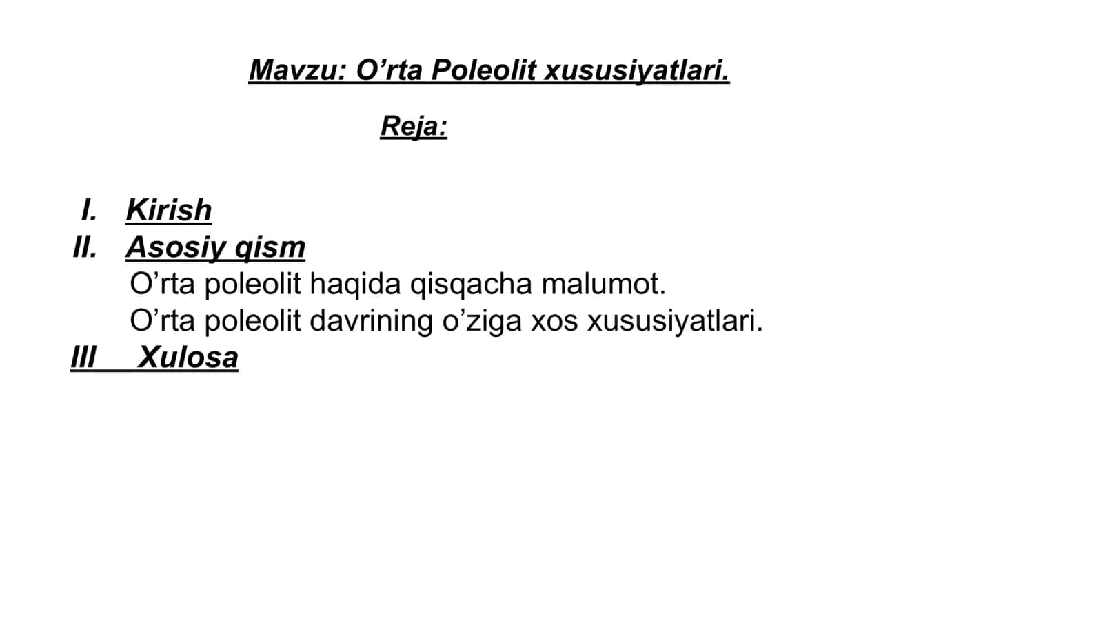 Oʻrta paleolit xususiyatlari 1