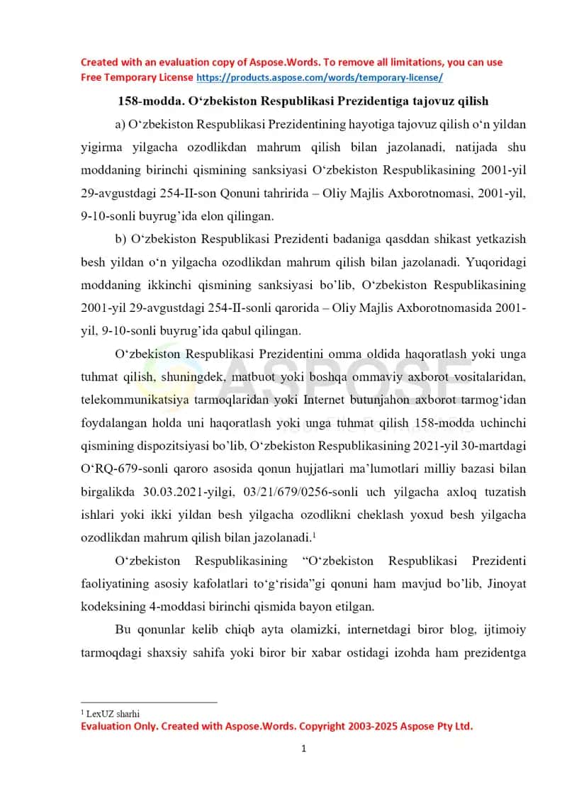 O'zbekiston Respublikasi Prezidentiga tajovuz qilish 1