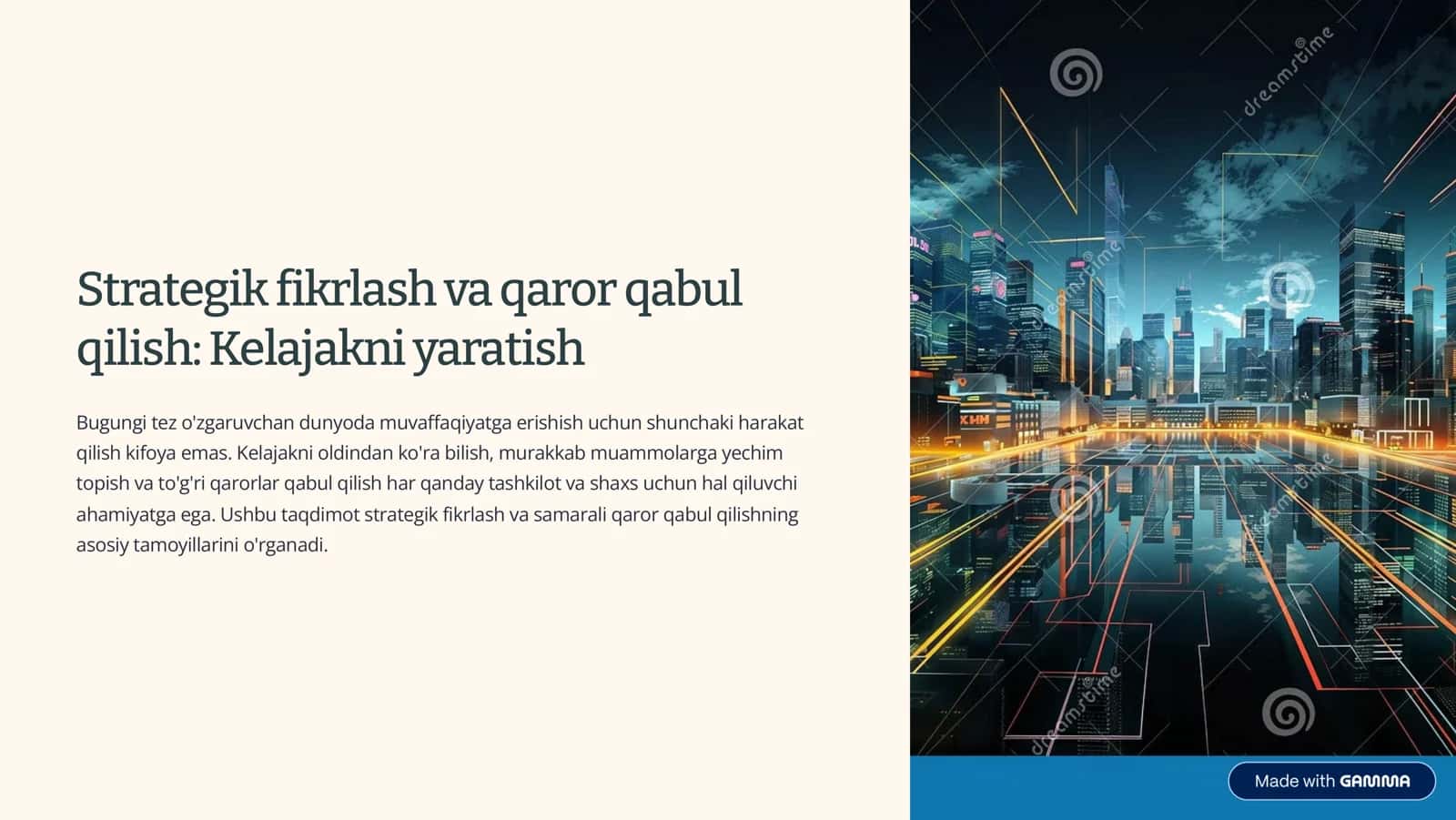 Strategik fikrlash va qaror qabul qilish: Kelajakni yaratish 1