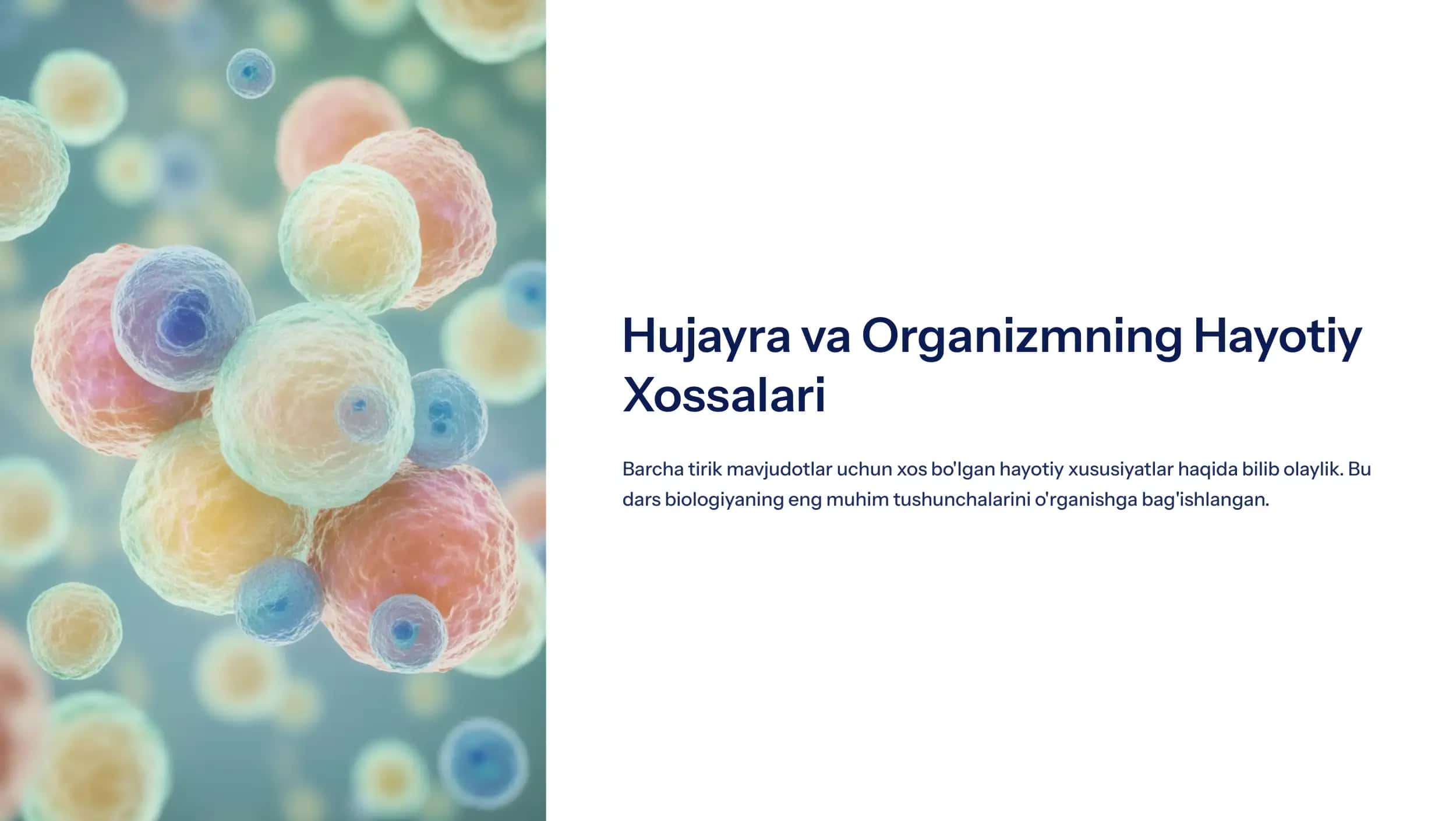 Hujayra va Organizmning Hayotiy Xossalari 1