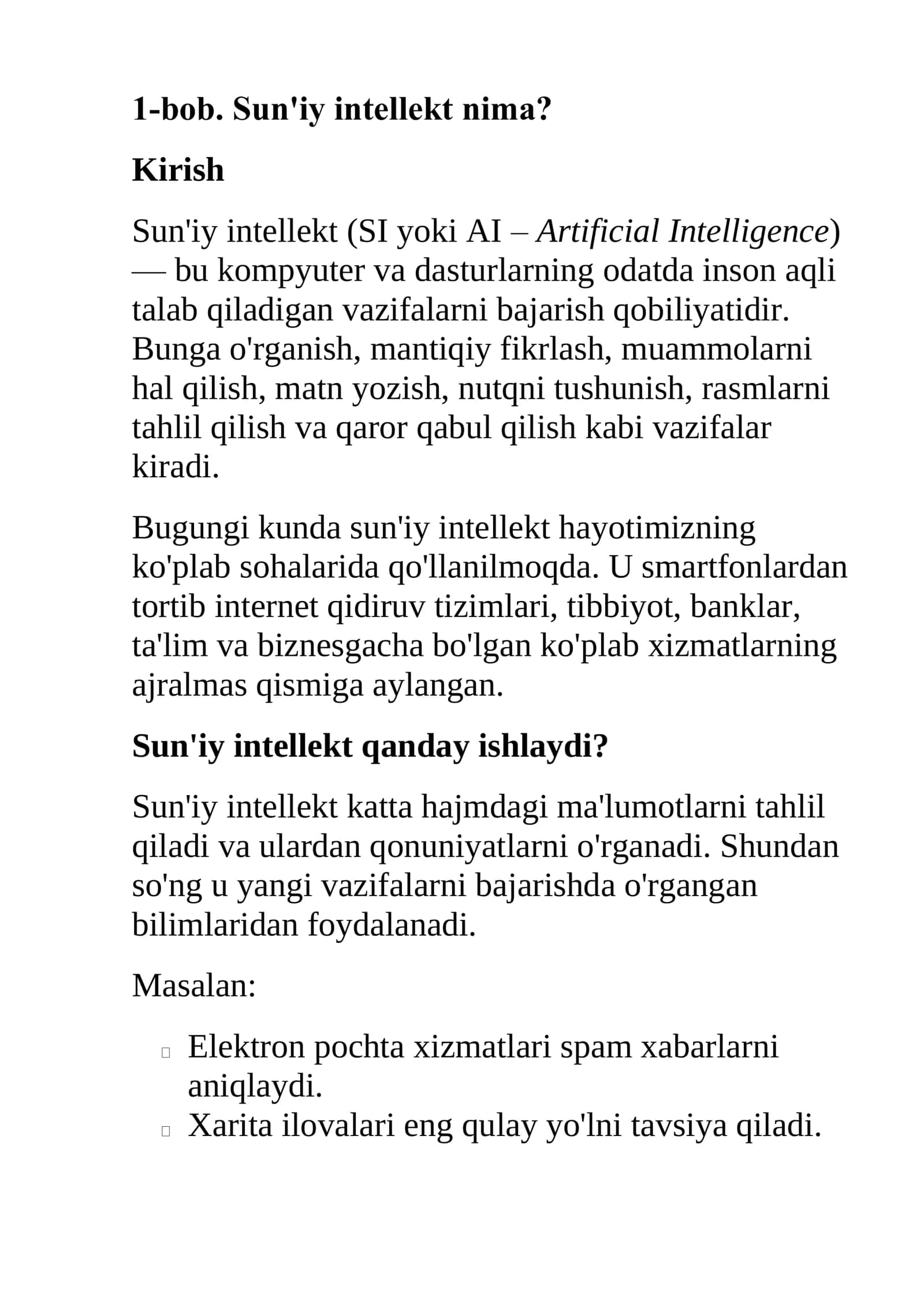 Sun'iy intellektdan foydalanish bo'yicha ba'tafsil qo'llanma 1