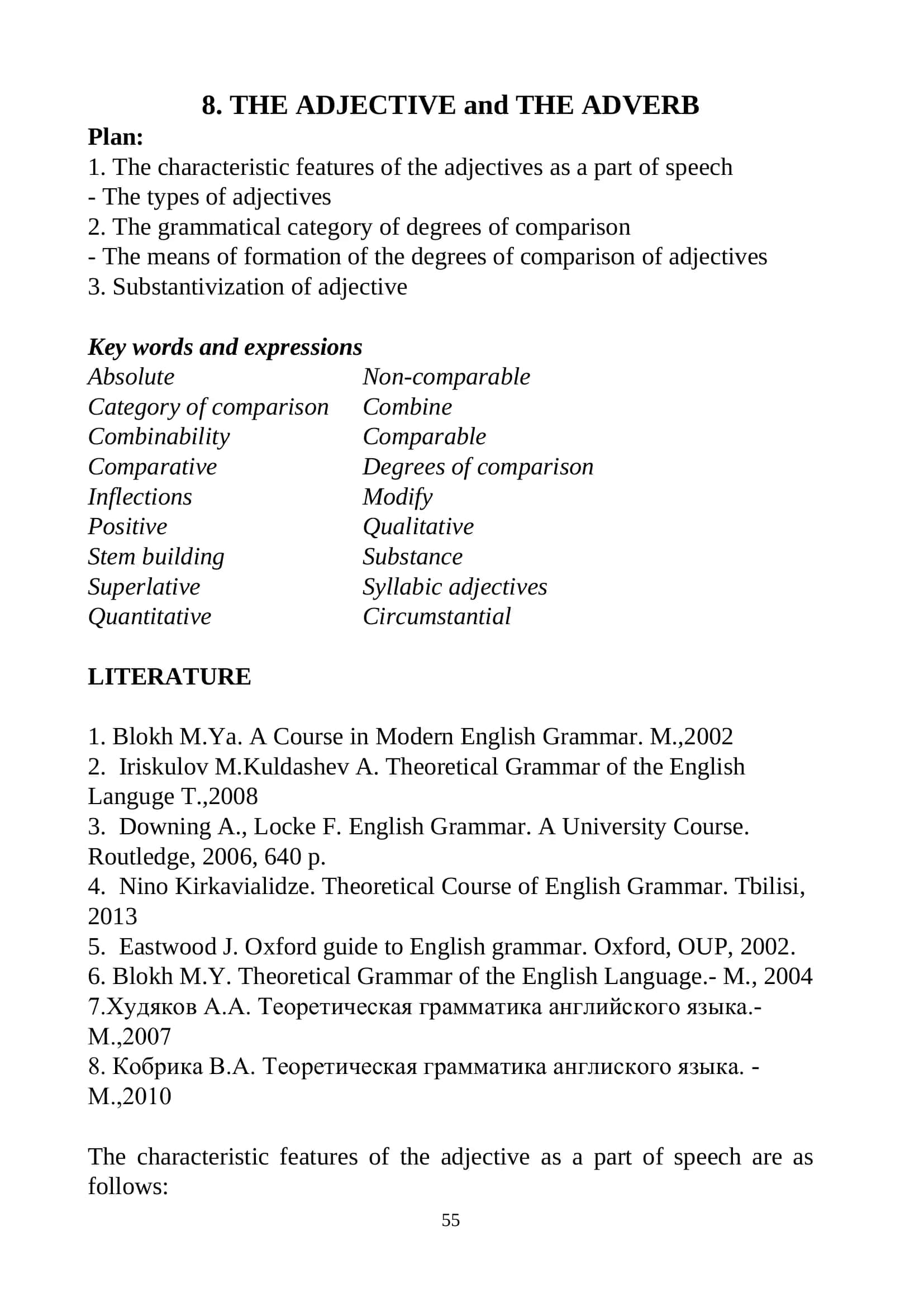 THE ADJECTIVE and THE ADVERB 1