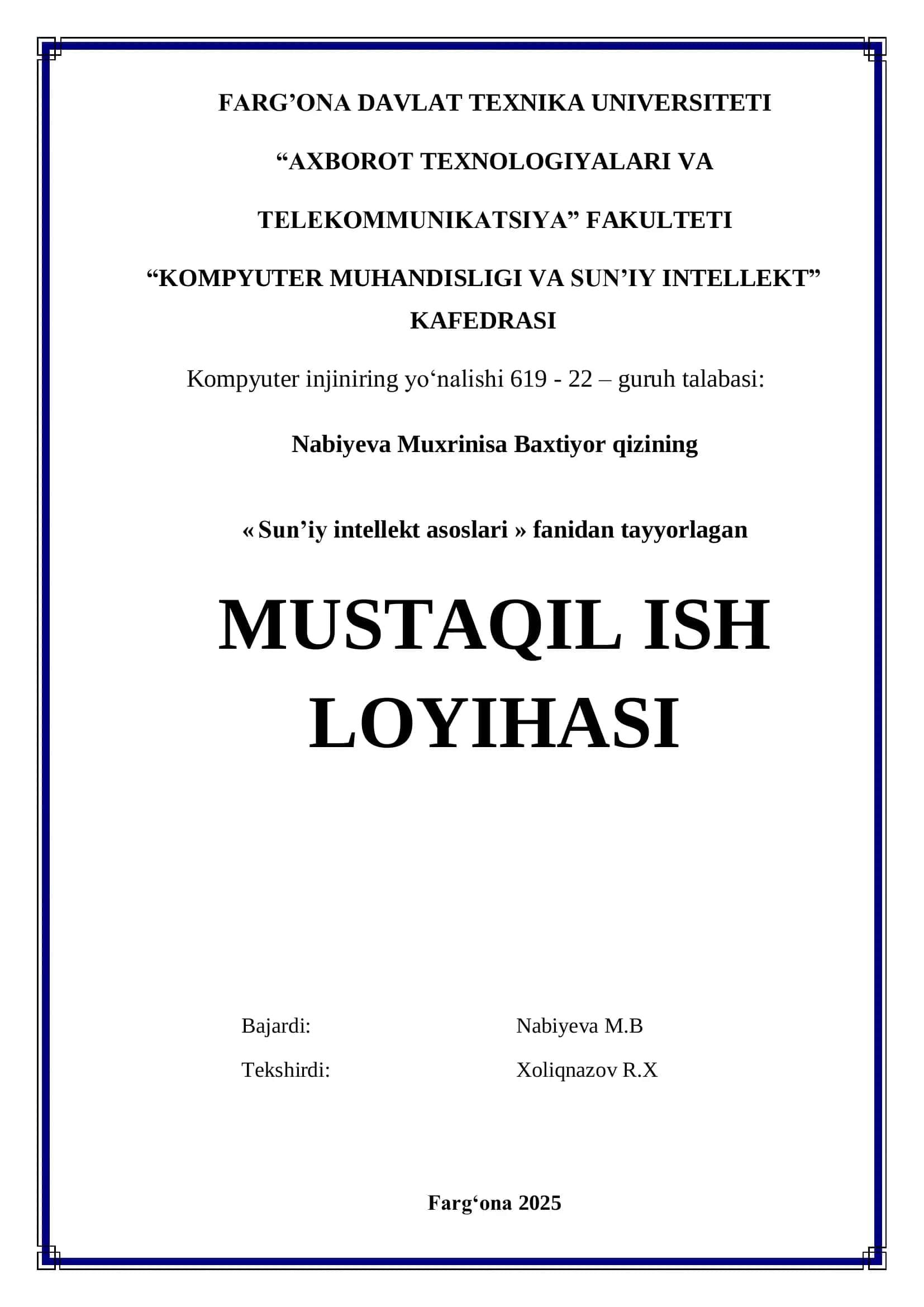 Mustaqil Ish 1