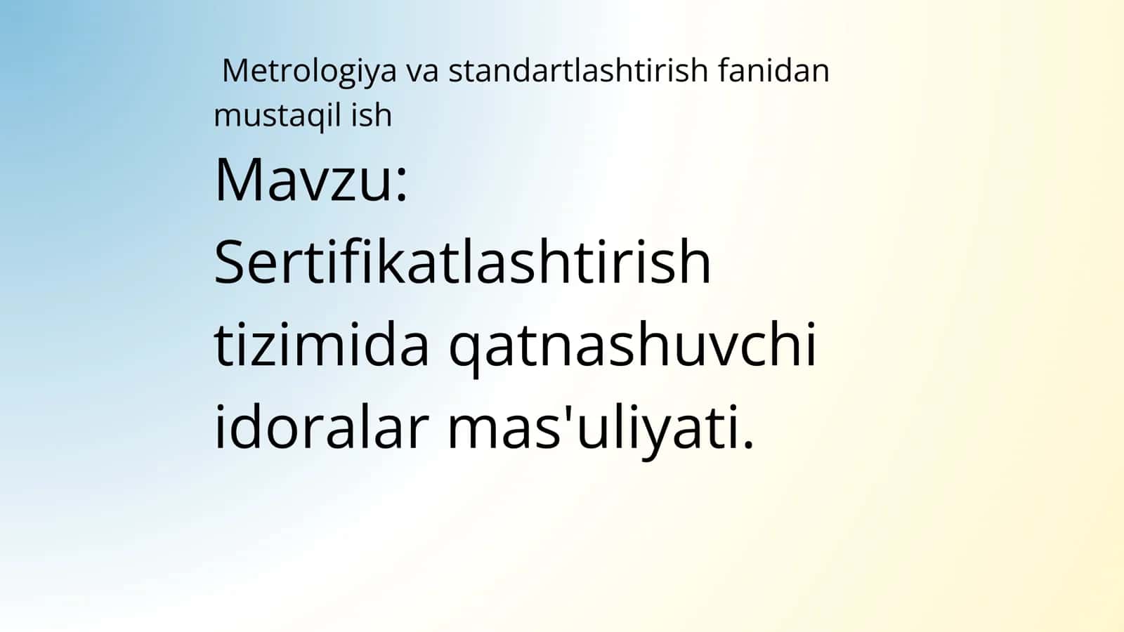 Metrologiya va standartlashtirish fanidan 1