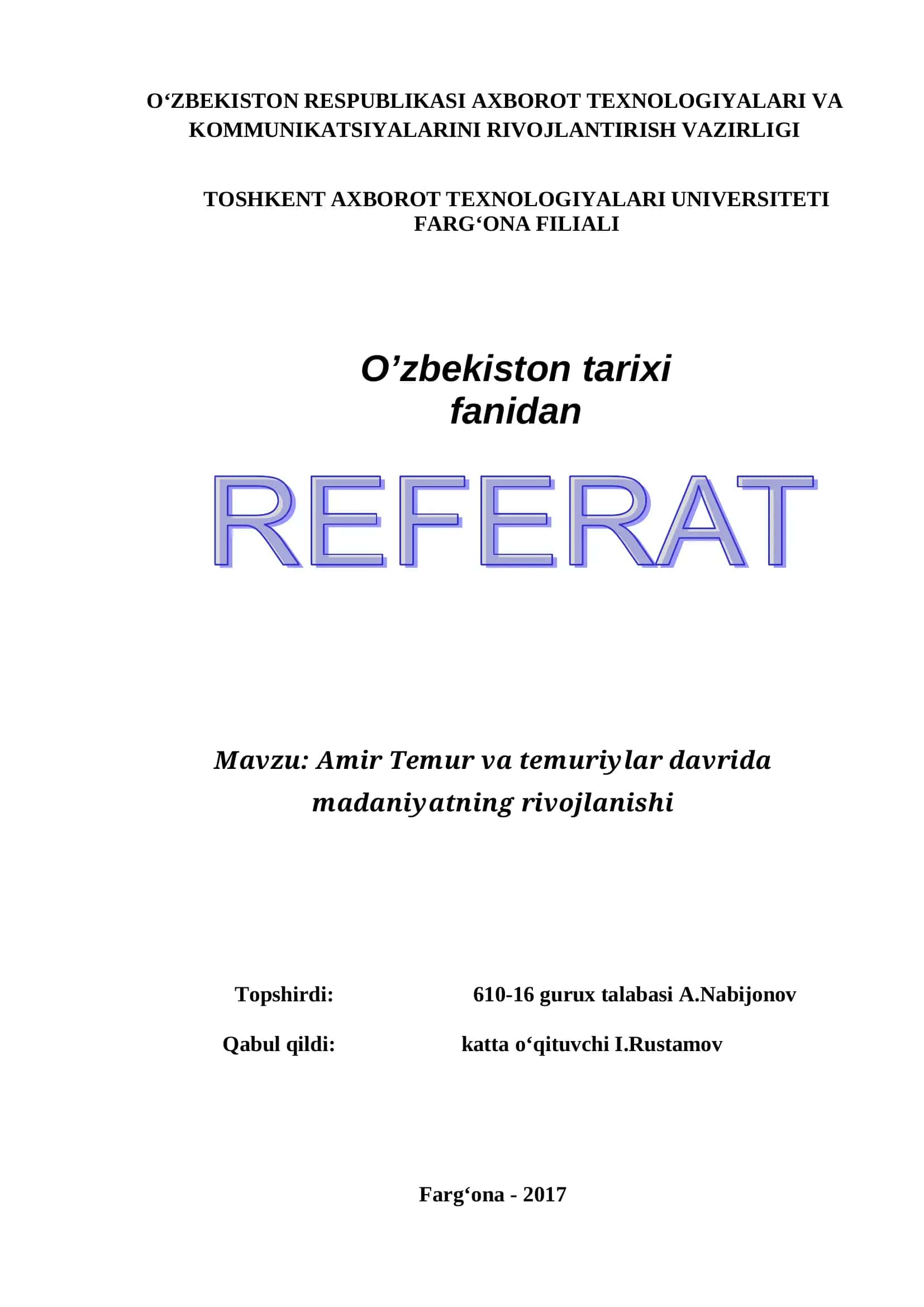 O'zbekiston tarixi 1