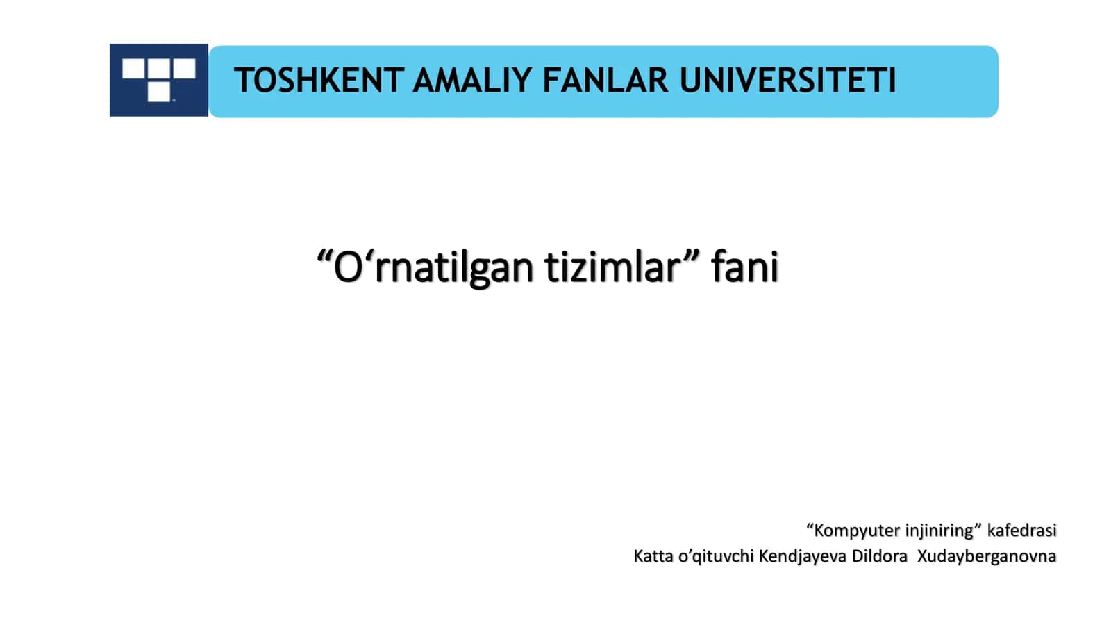 O‘rnatilgan tizimlar 1