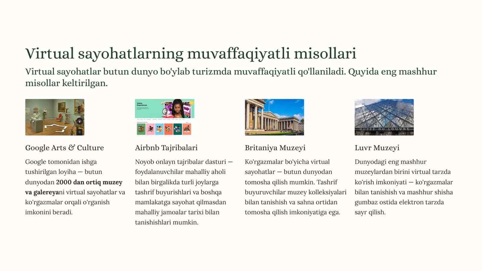 Virtual sayohatlarning muvaffaqiyatli misollari 1