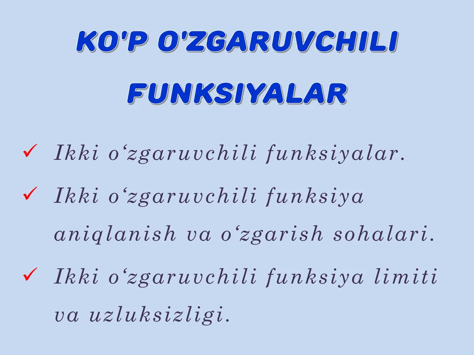 Ikki o‘zgaruvchili funksiyalar 1