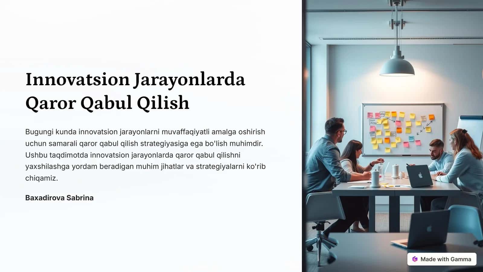 Innovatsion Jarayonlarda Qaror Qabul Qilish 1