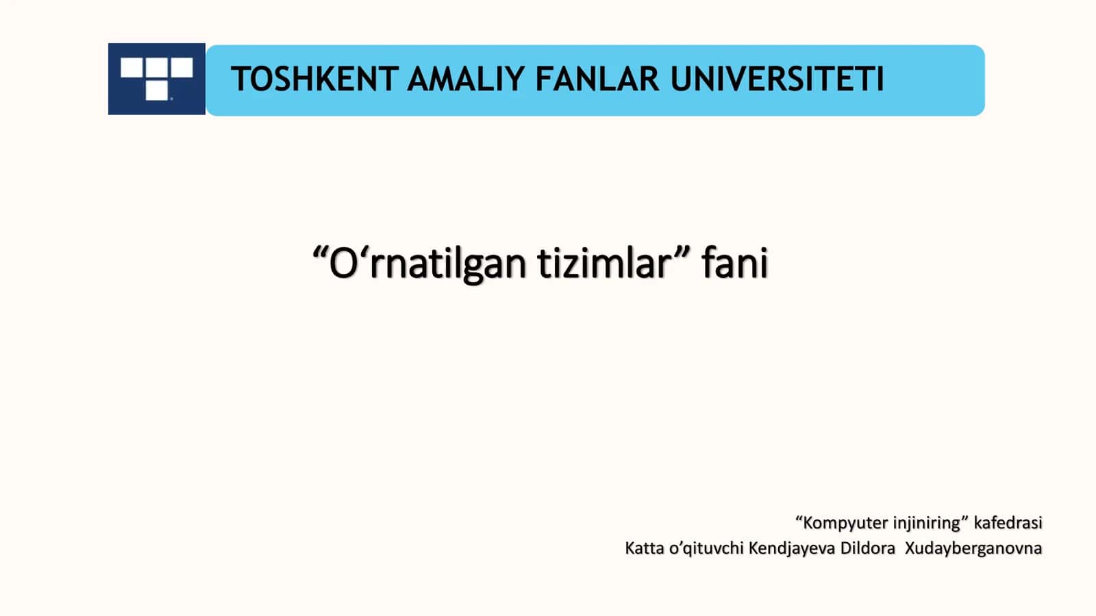 O‘rnatilgan tizimlar 1