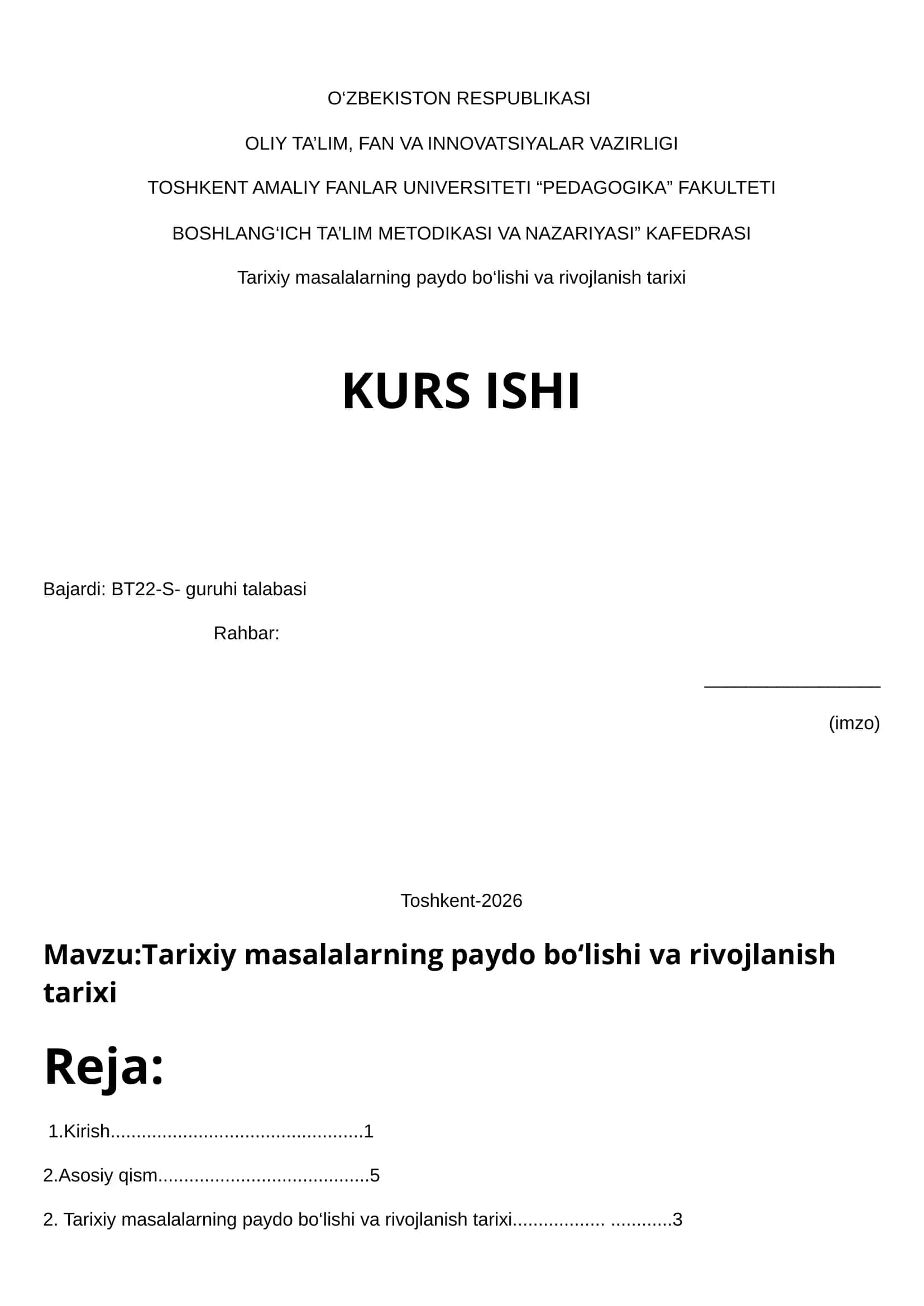Tarixiy masalalarning paydo bo‘lishi va rivojlanish tarixi 1