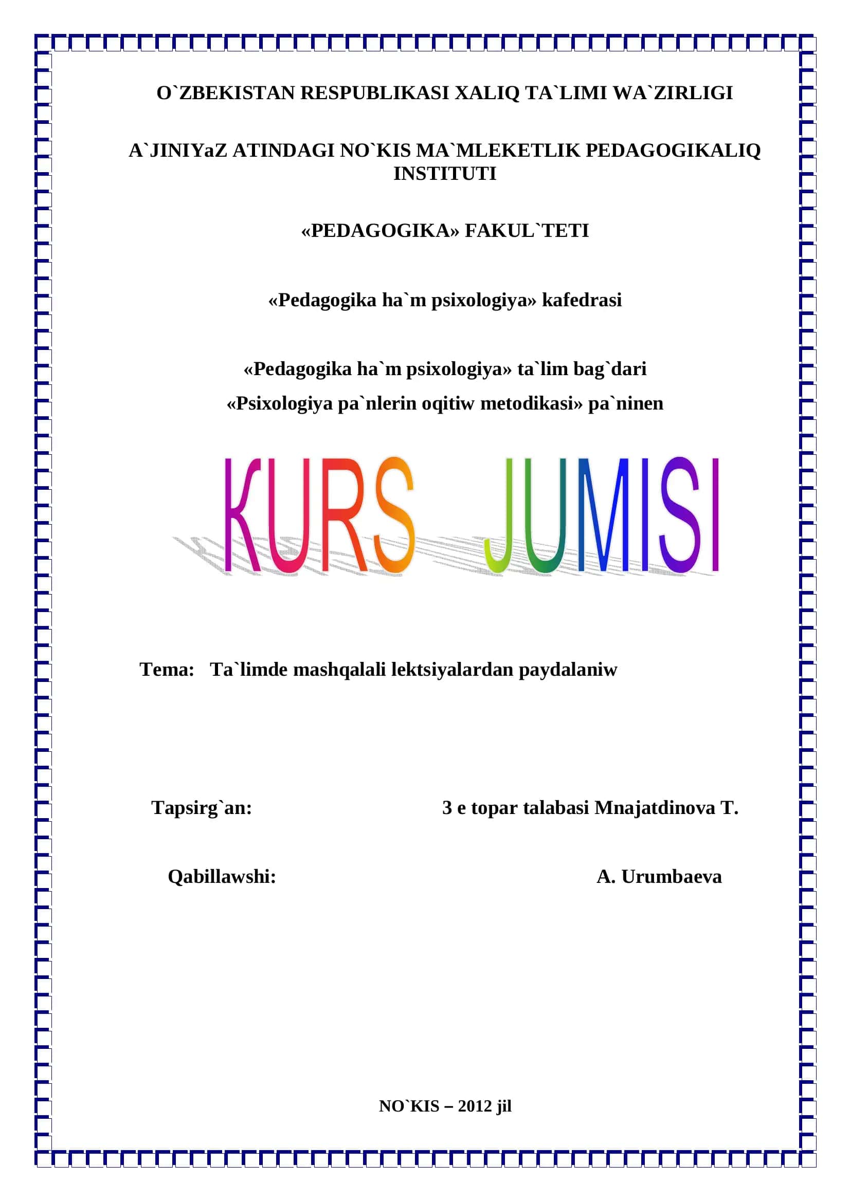 Psixologiya pa`nlerin oqitiw metodikasi 1