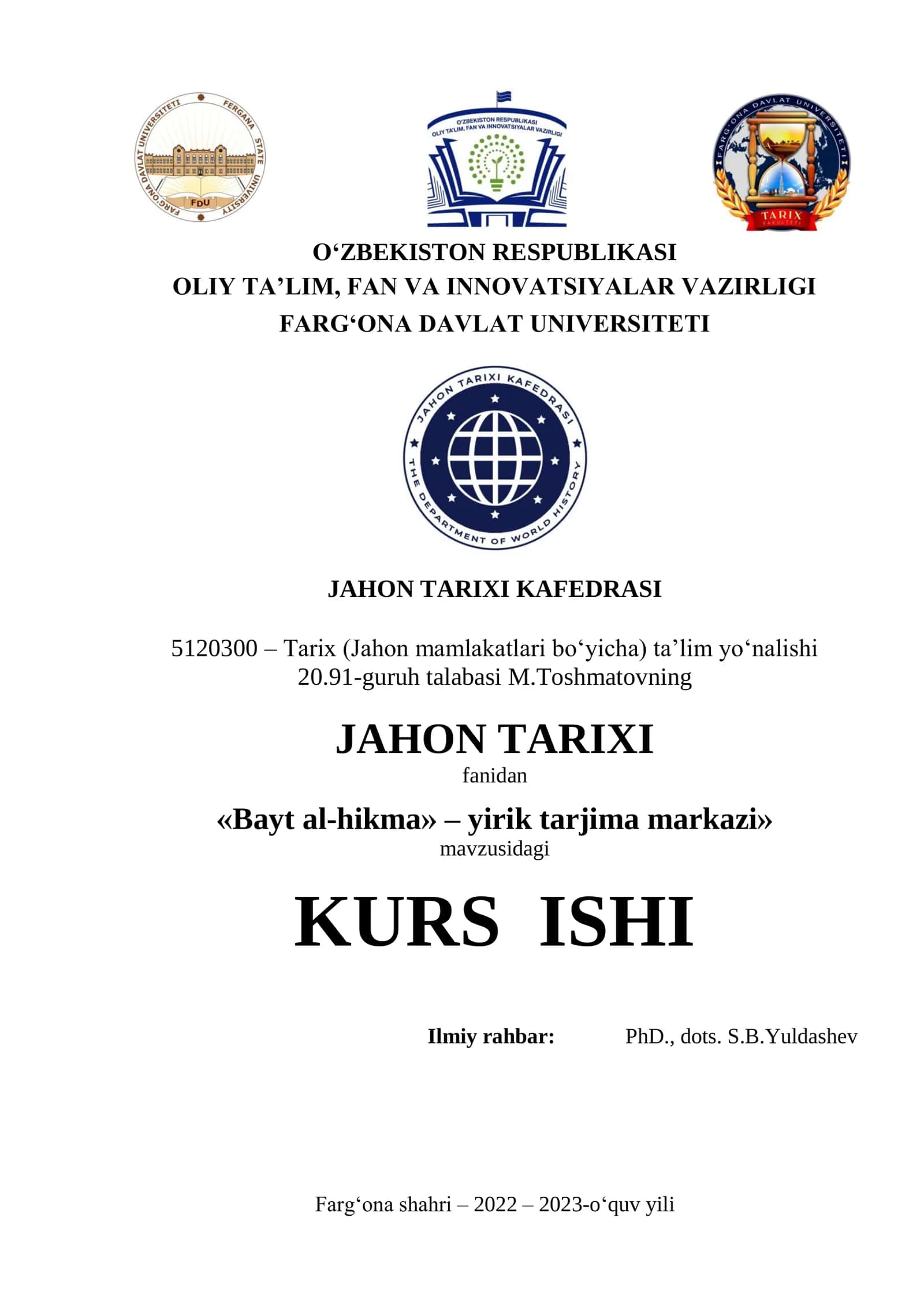 KURS ISHI "Bayt al-hikma" 1