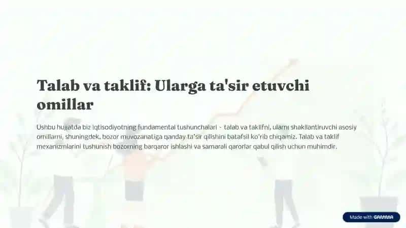 Talab va taklif ularga ta'sir etuvchi omillar