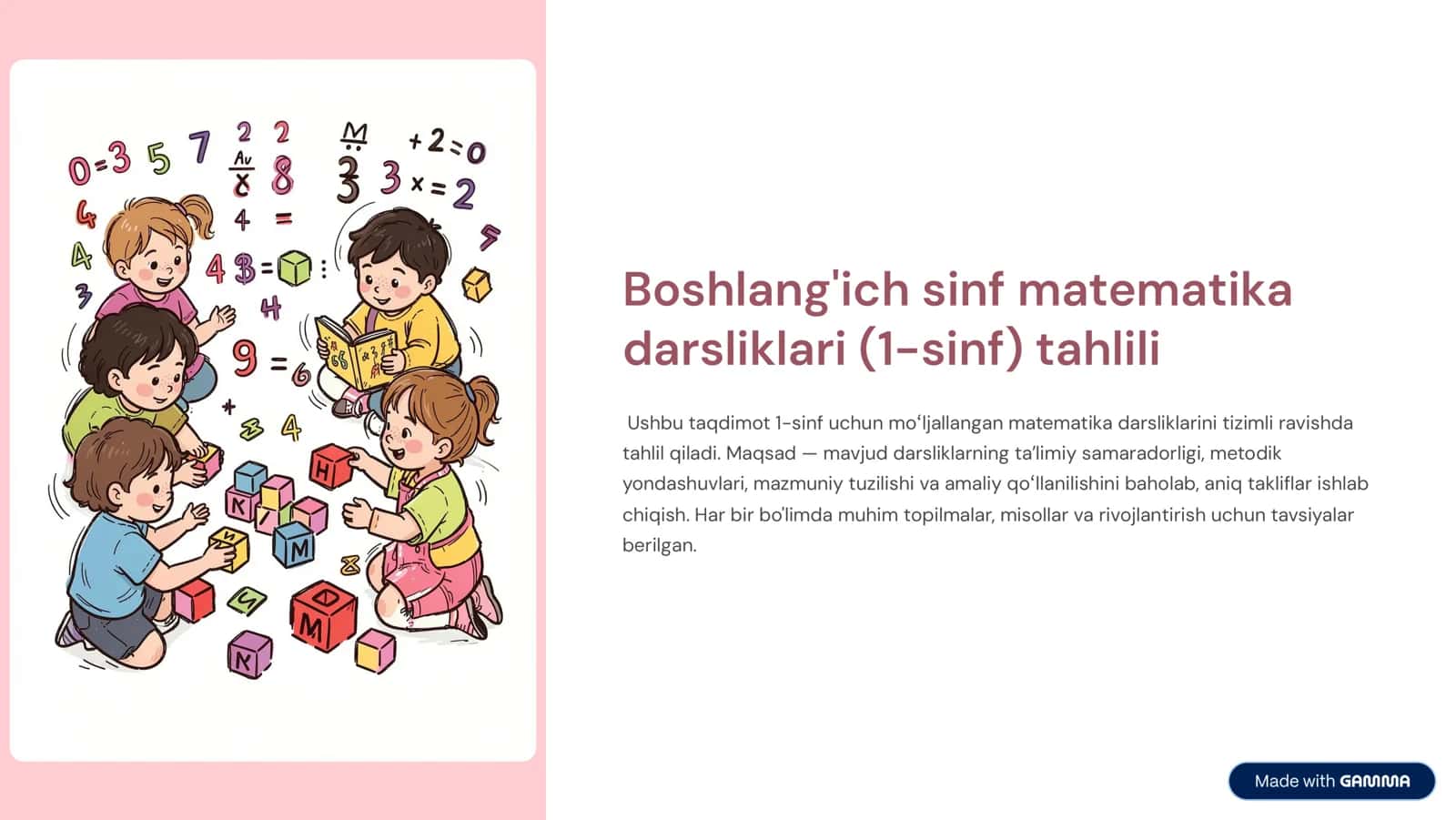 Boshlang'ich sinf matematika darsliklari (1-sinf) tahlili 1